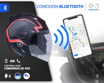 Foto 4 | Foto 4 | Casco para Motociclista Exoskeleton Grande con Bluetooth Negro