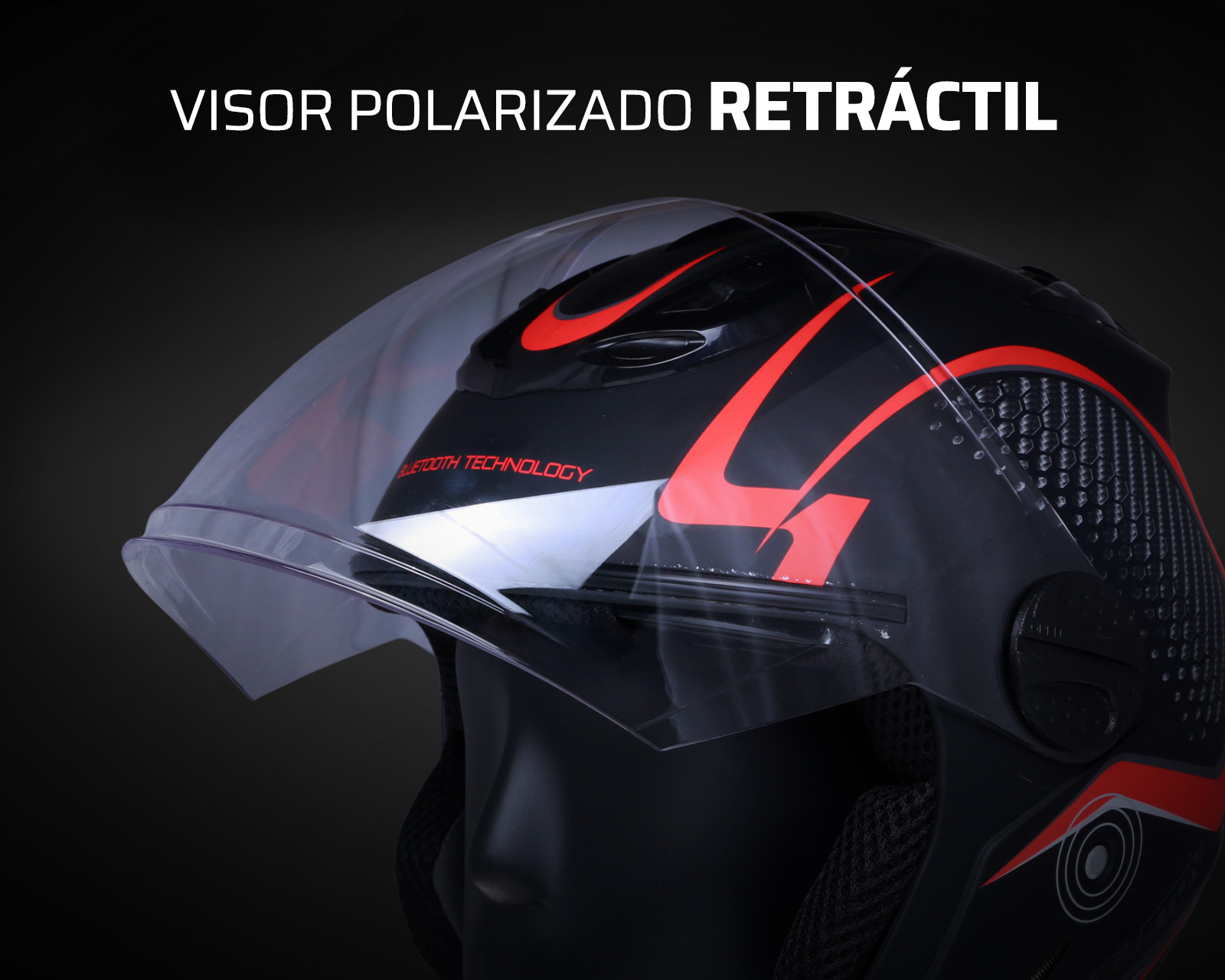 Foto 8 | Foto 8 | Casco para Motociclista Exoskeleton Grande con Bluetooth Negro