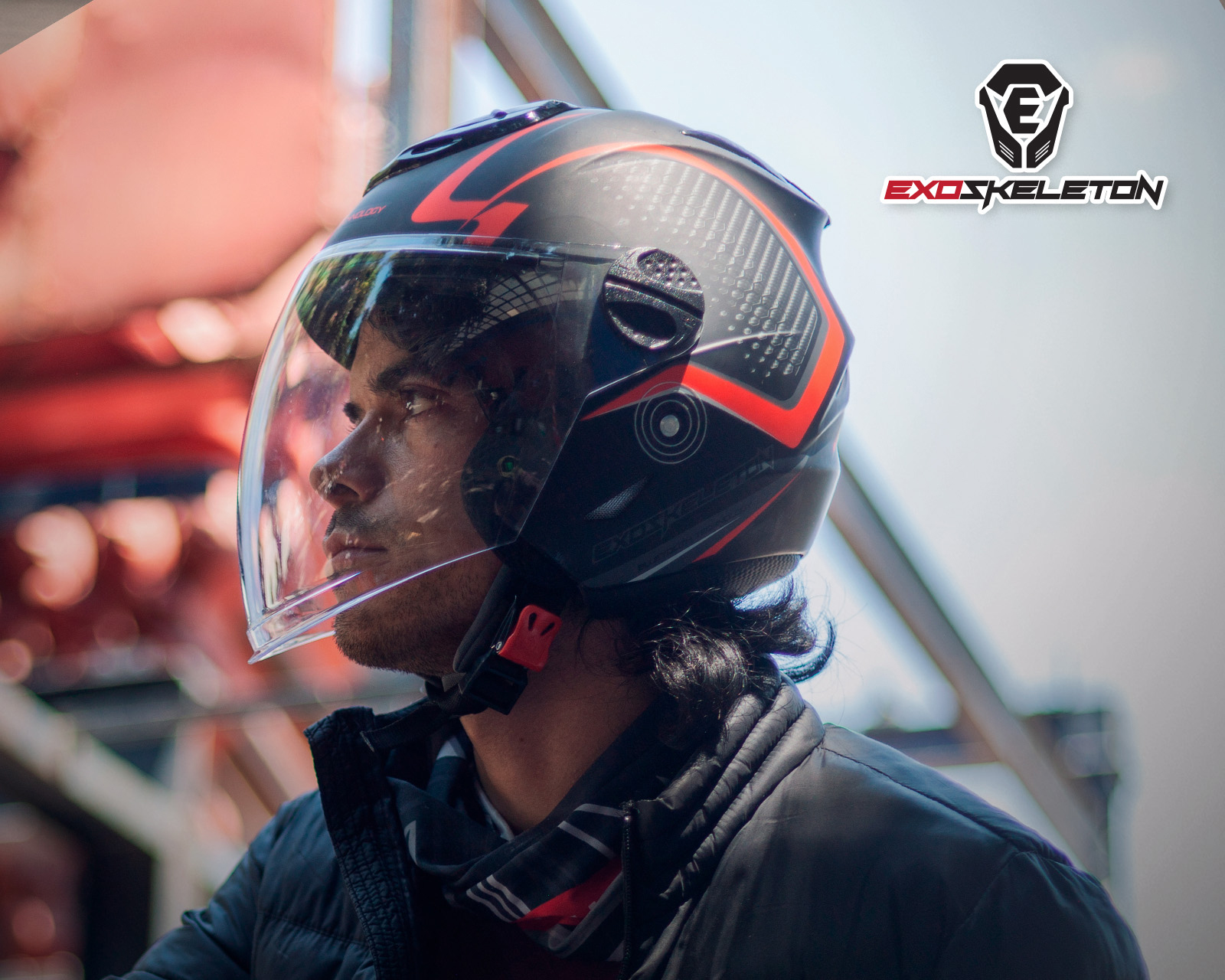 Foto 9 | Foto 9 | Casco para Motociclista Exoskeleton Grande con Bluetooth Negro