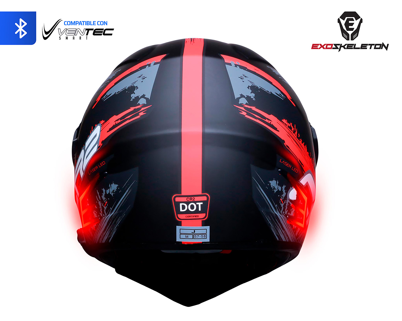 Foto 3 | Foto 3 | Casco para Motociclista Exoskeleton Mediano Negro