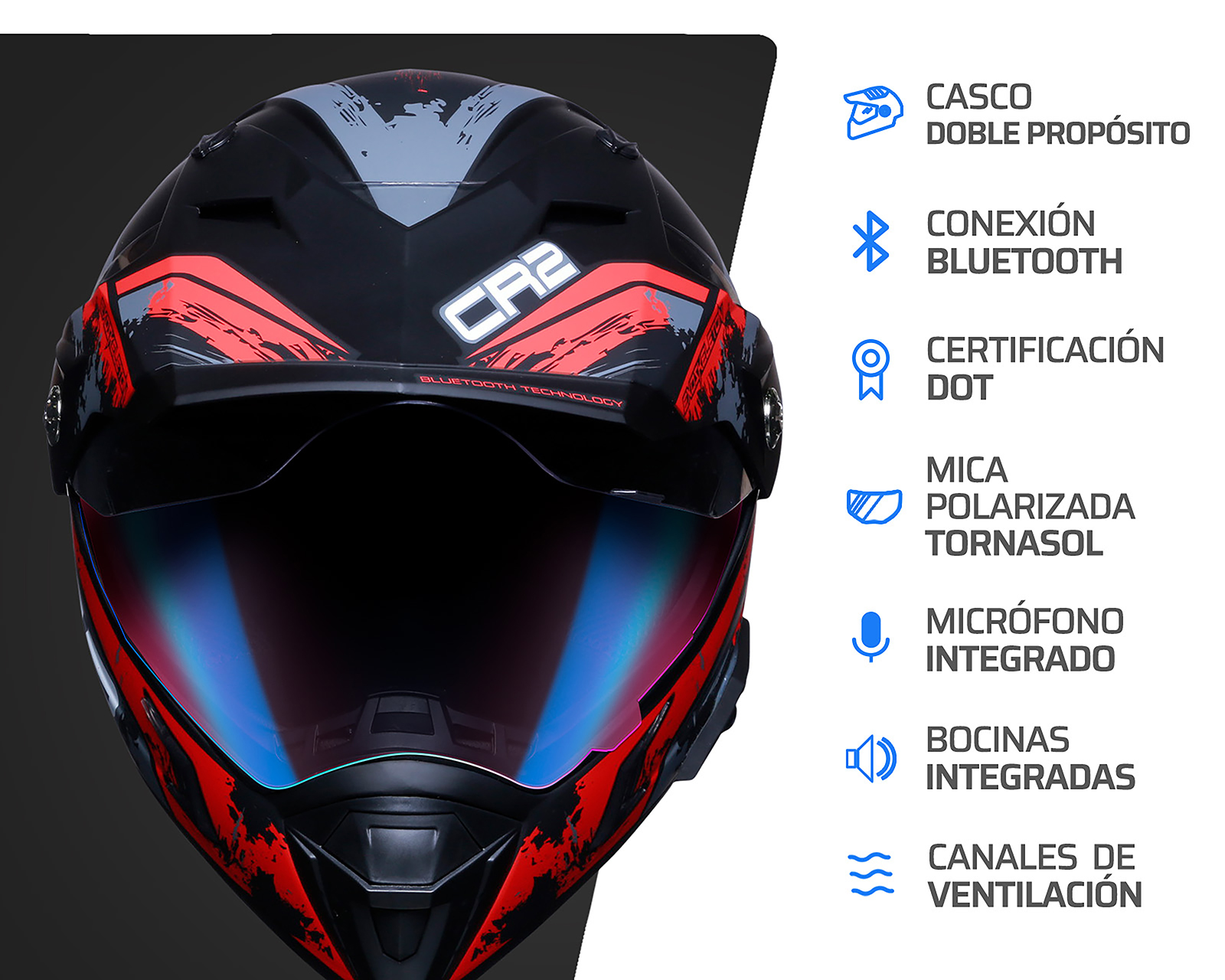 Foto 6 | Foto 6 | Casco para Motociclista Exoskeleton Mediano Negro
