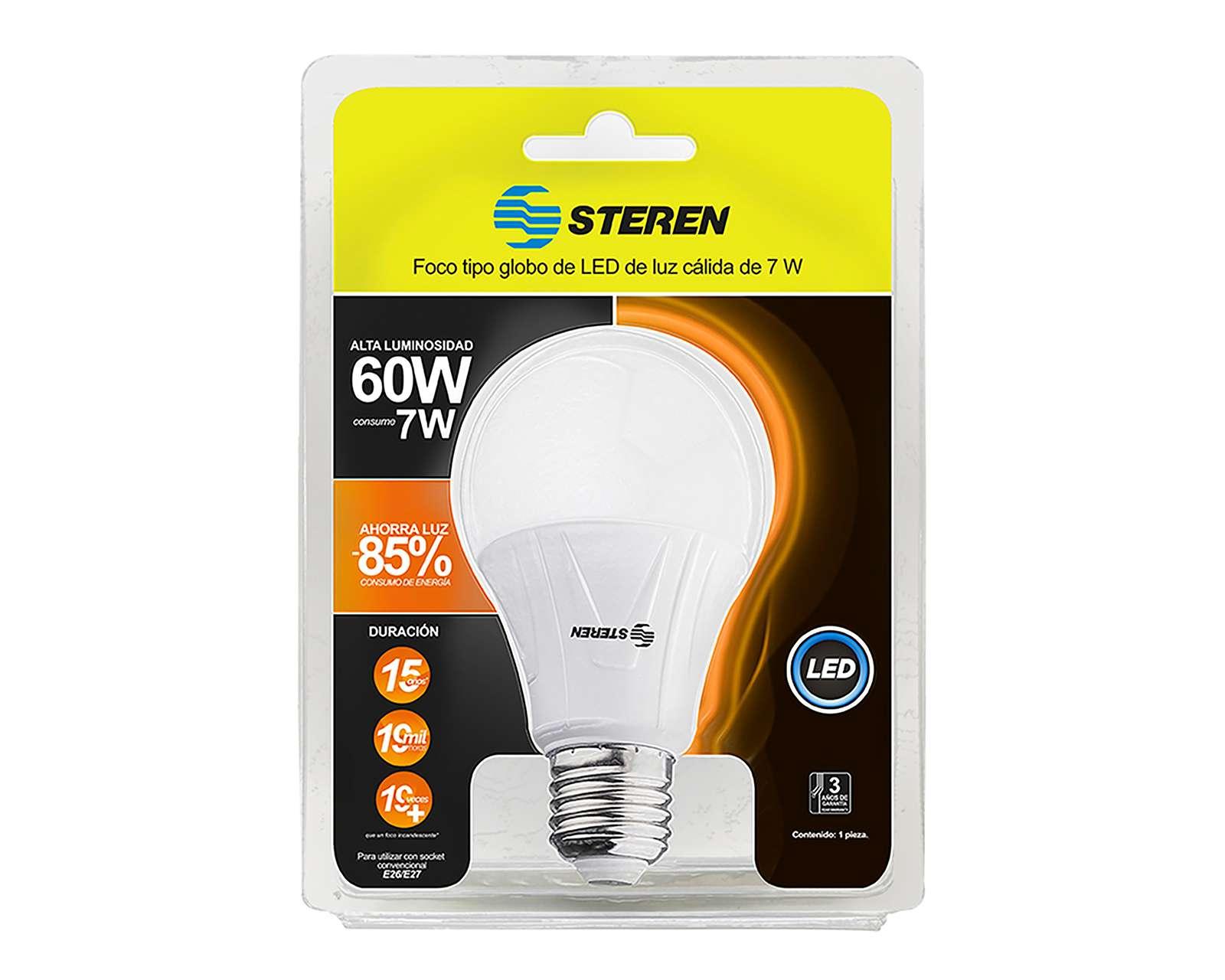Foto 2 pulgar | Foto 1 | Foco Led Steren Globo 7 W Luz Cálida