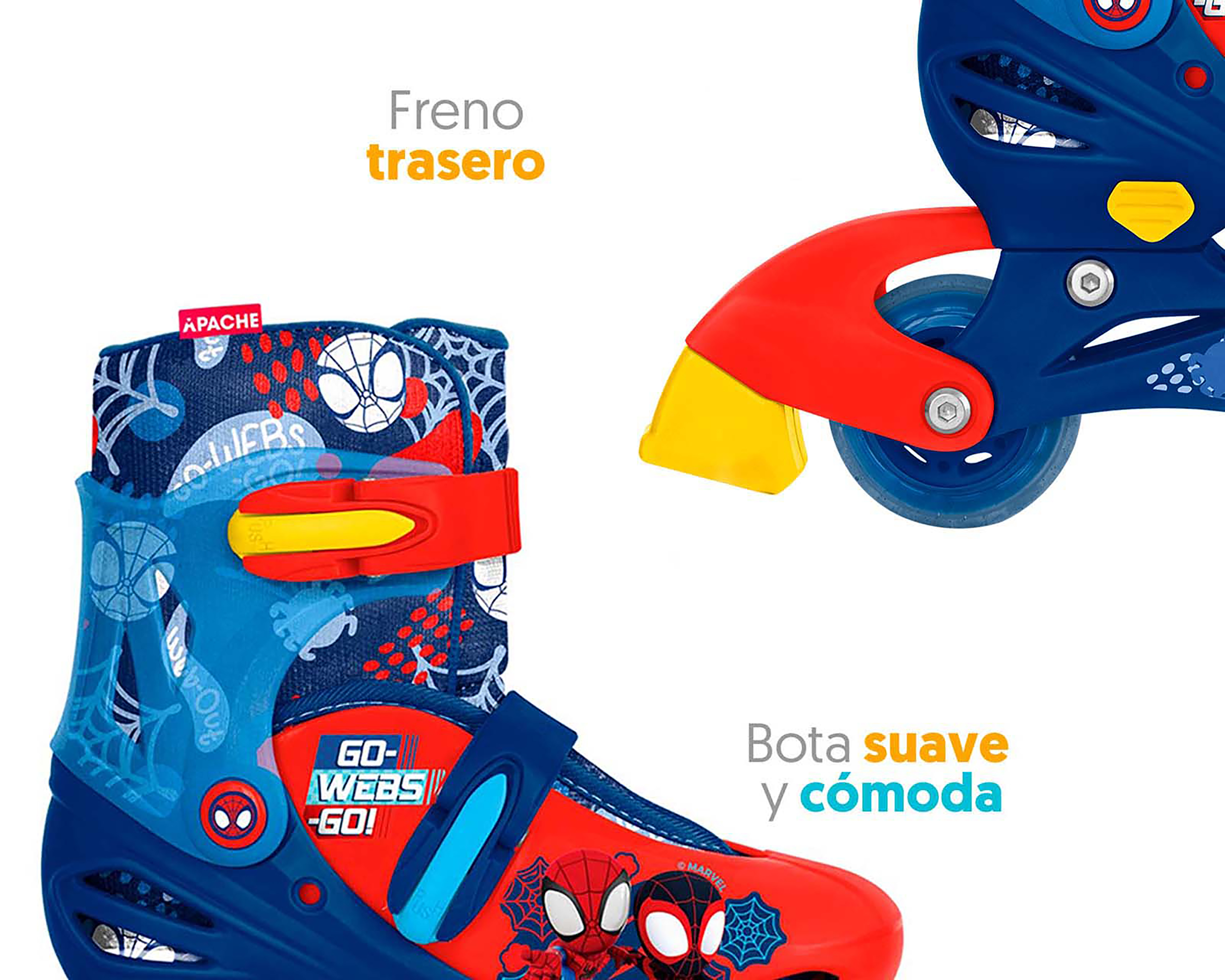 Foto 6 pulgar | Foto 5 | Patines Apache Spider-Man TO-SKSM-S Azules Talla 19-22