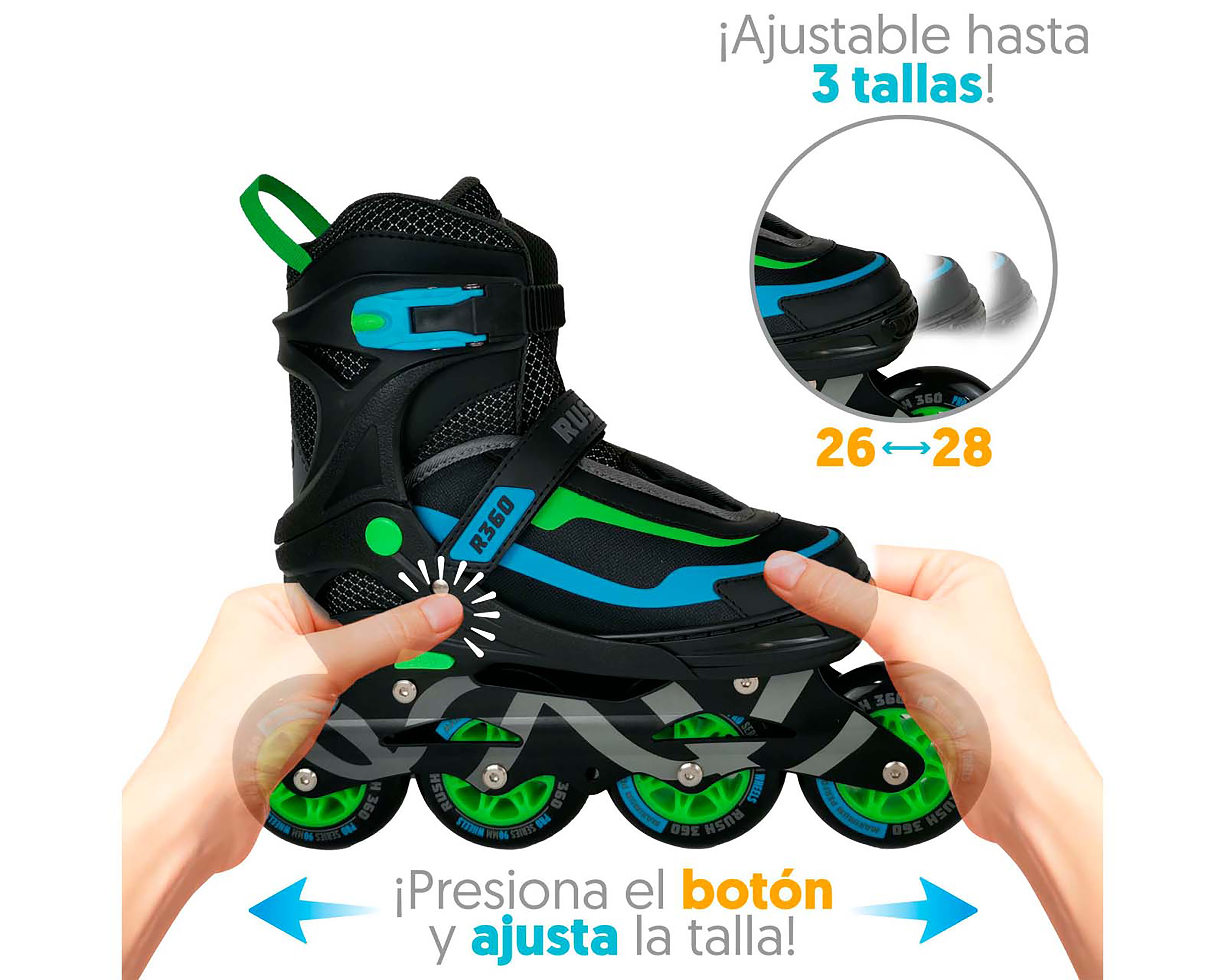 Foto 2 | Foto 2 | Patines Apache Rush 360 A-SKFW-M Negros Talla L 26-28