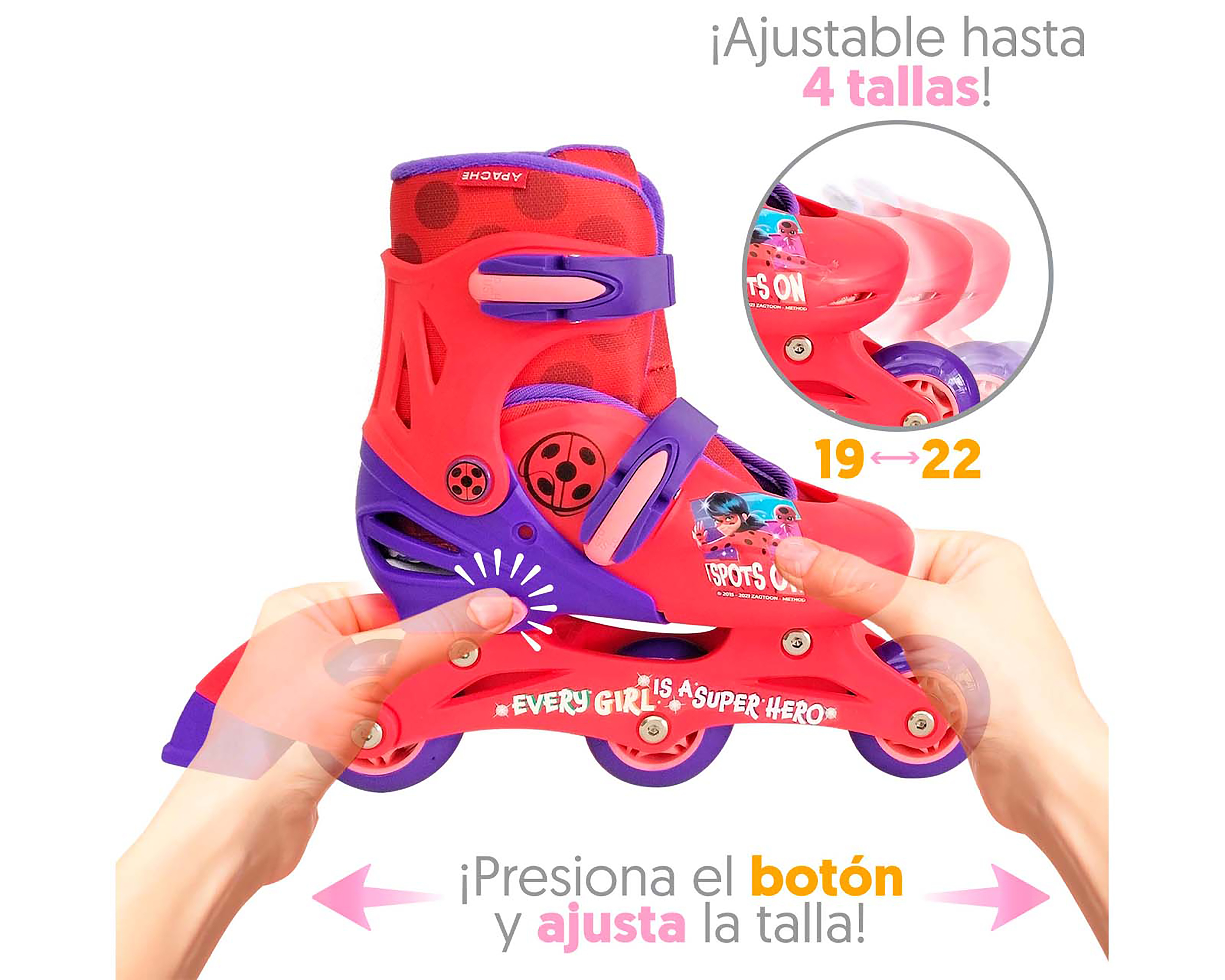 Foto 4 pulgar | Foto 3 | Patines Apache Ladybug To-SKLB-S Rojos Talla 19