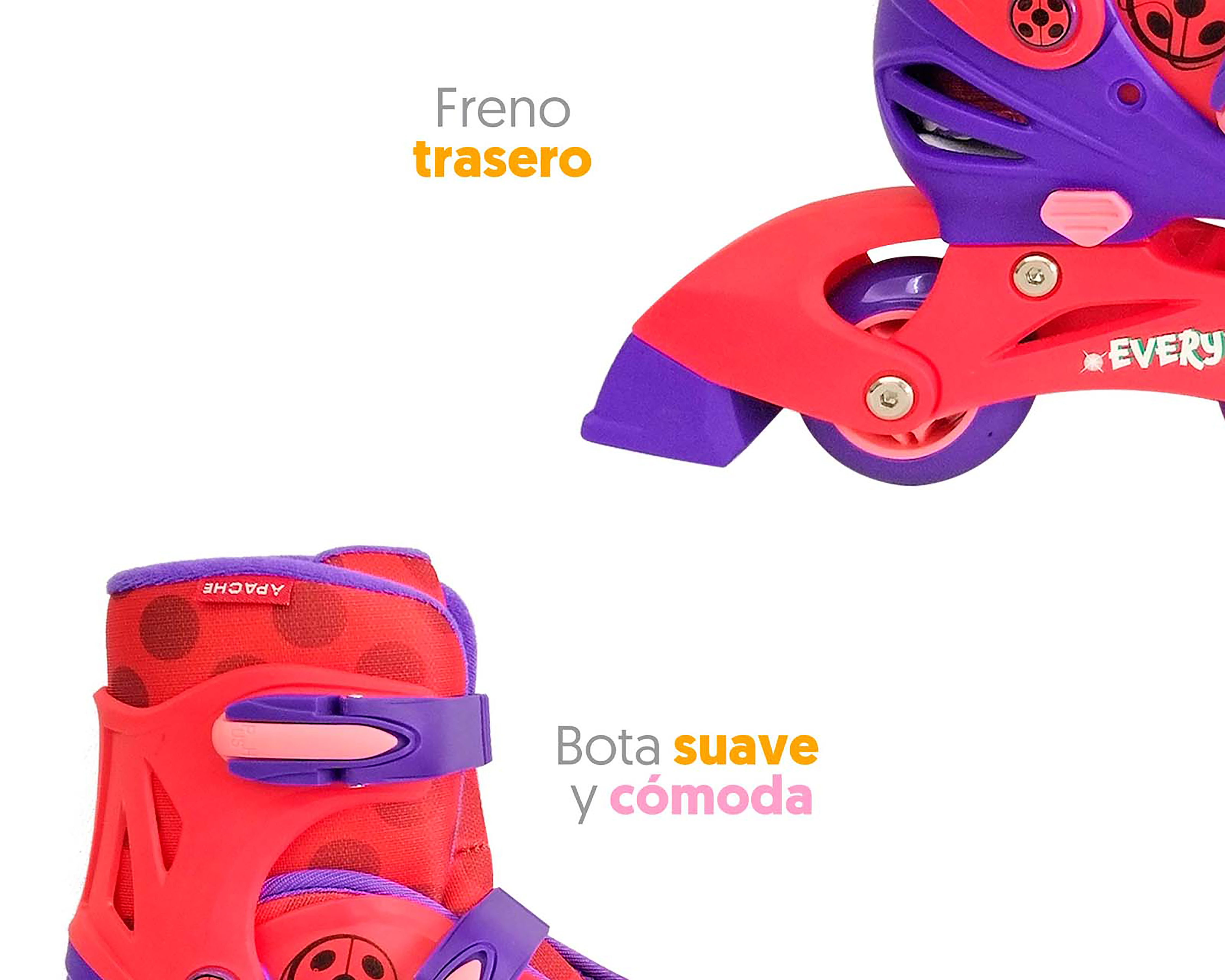 Foto 5 pulgar | Foto 4 | Patines Apache Ladybug To-SKLB-S Rojos Talla 19