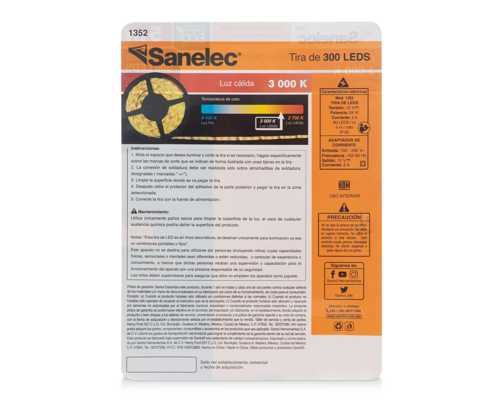 Foto 5 pulgar | Foto 4 | Tira de Luz Sanelec 5 metros Cálida