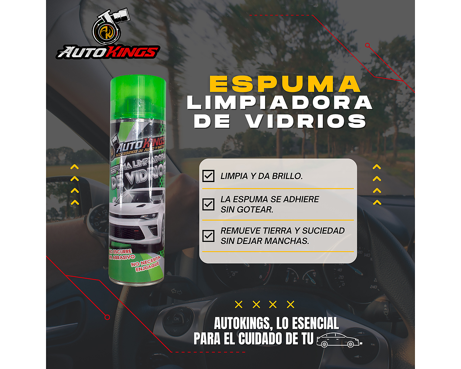 Foto 3 pulgar | Foto 2 | Espuma Limpiadora de Vidrios Autokings 530 ml