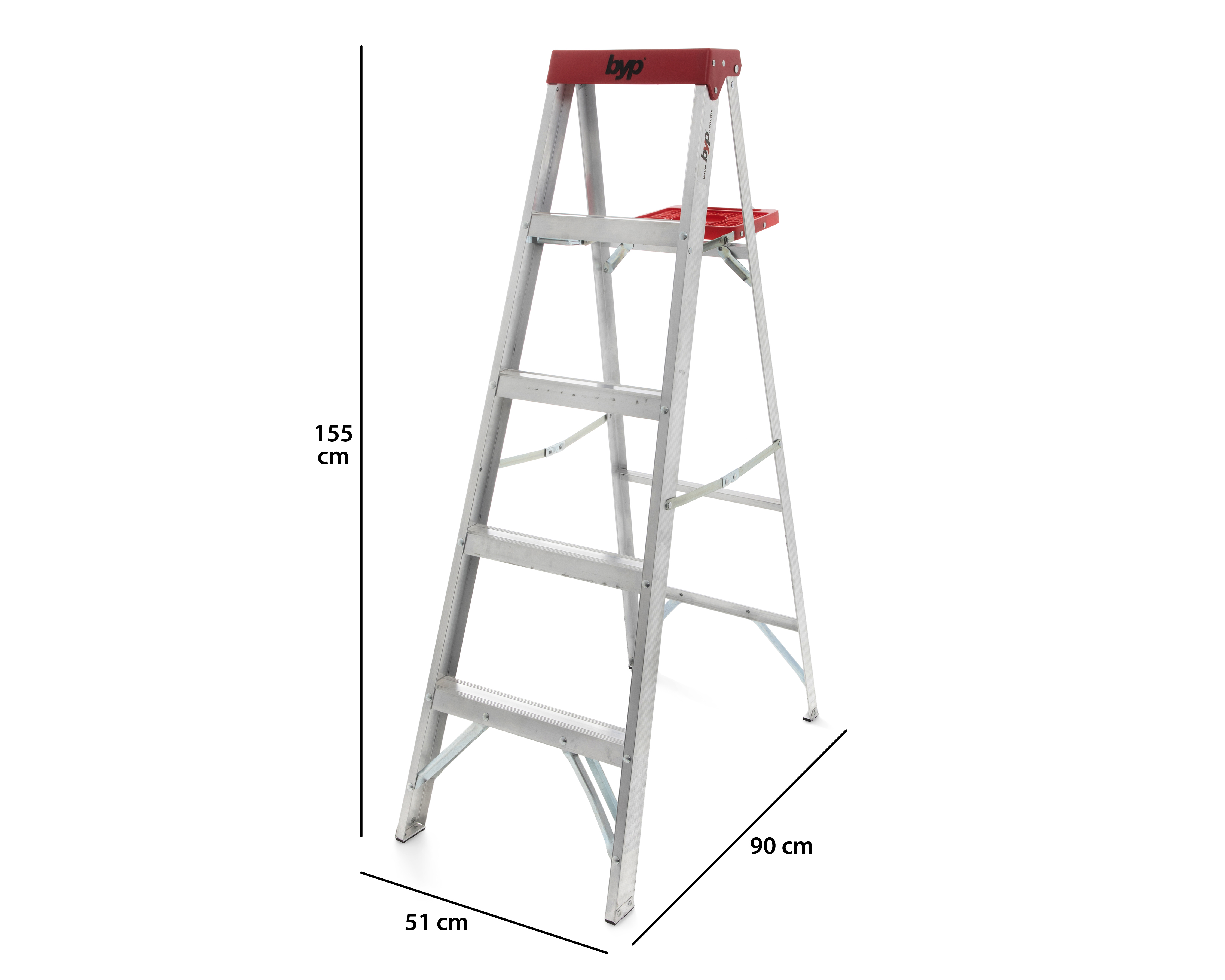 Foto 5 | Foto 5 | Escalera de Peldaño BYP Aluminio 155 cm