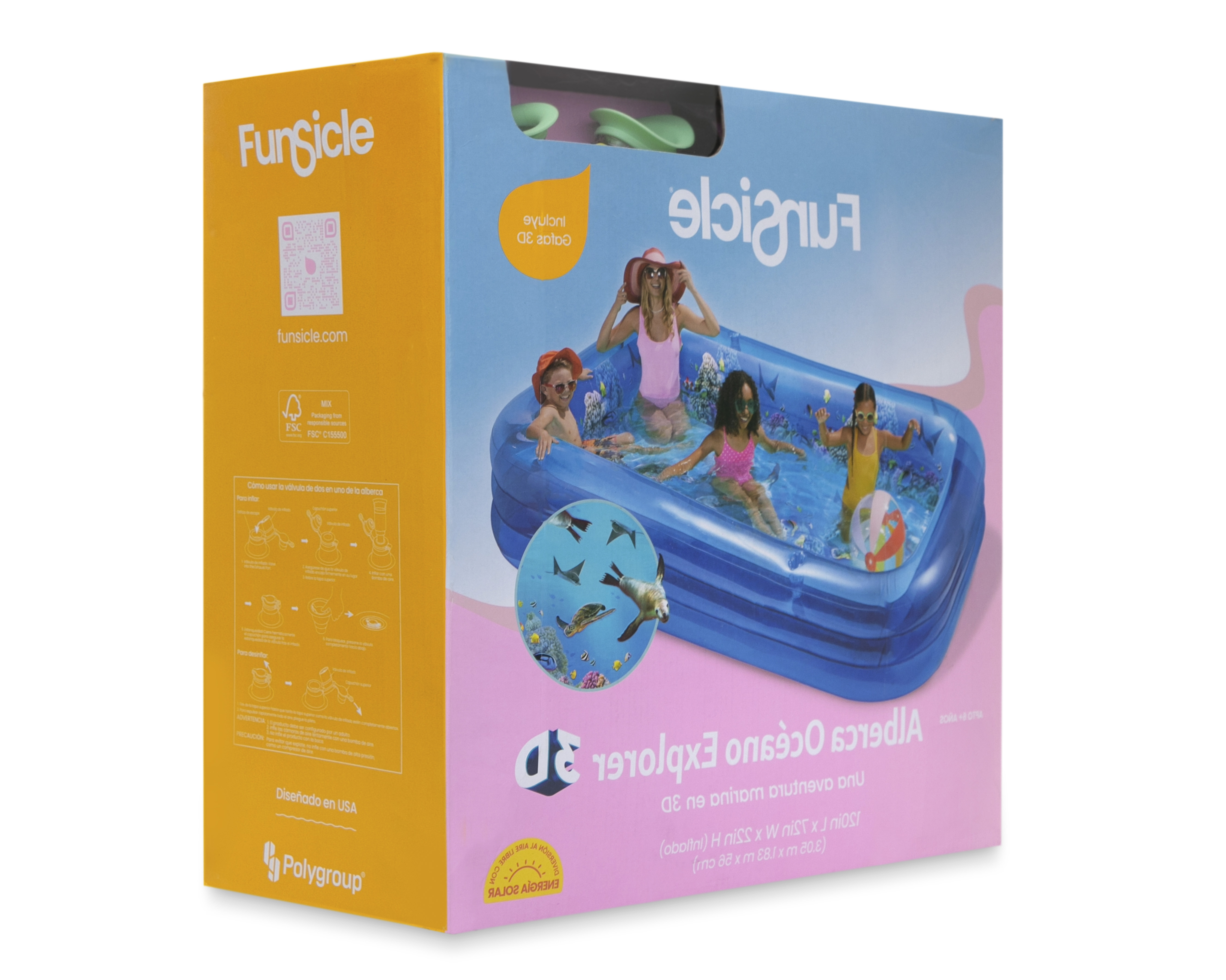 Foto 3 | Foto 3 | Alberca Infantil Rectangular Funsicle 1030 L 183 x 305 x 56 cm