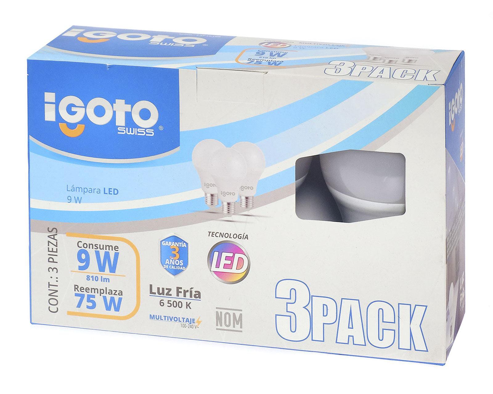 Foco Led Igoto 9 W Luz Fría 3 Piezas