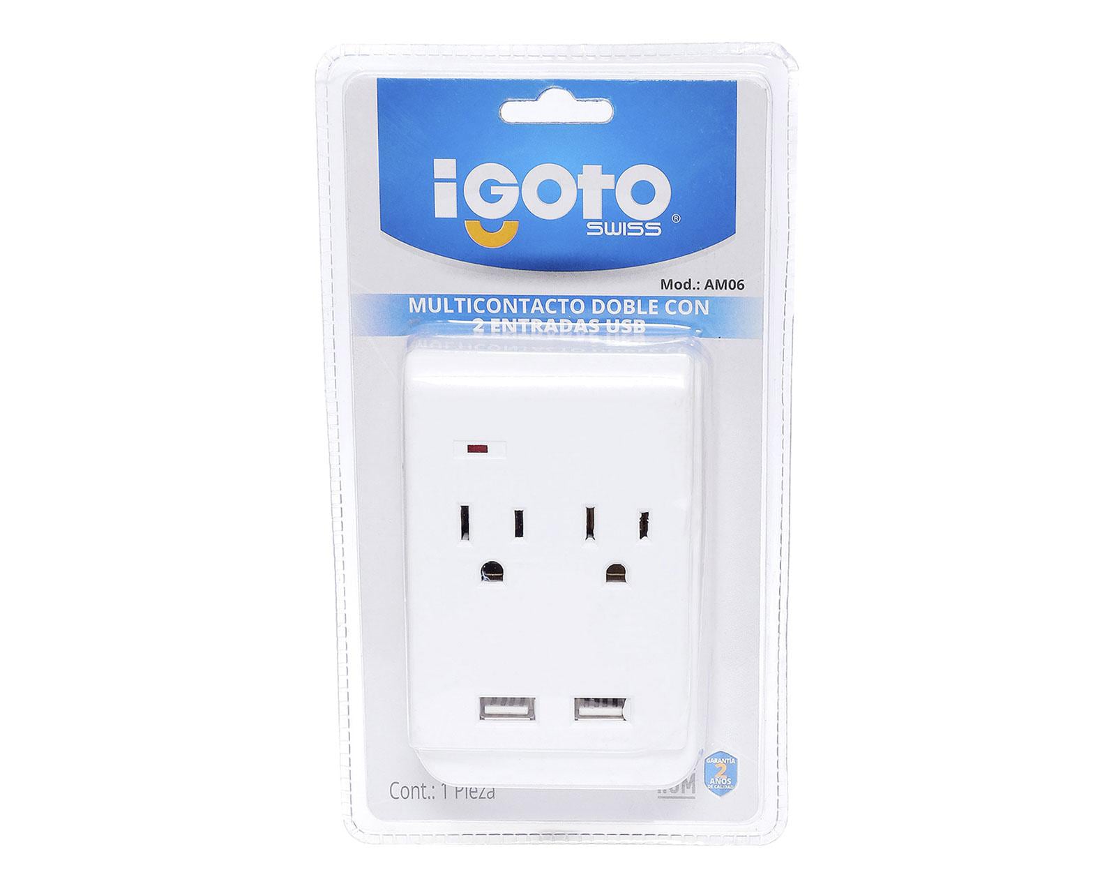 Multicontacto Eléctrico Igoto 2 Tomas de Corriente con Tierra Blanco
