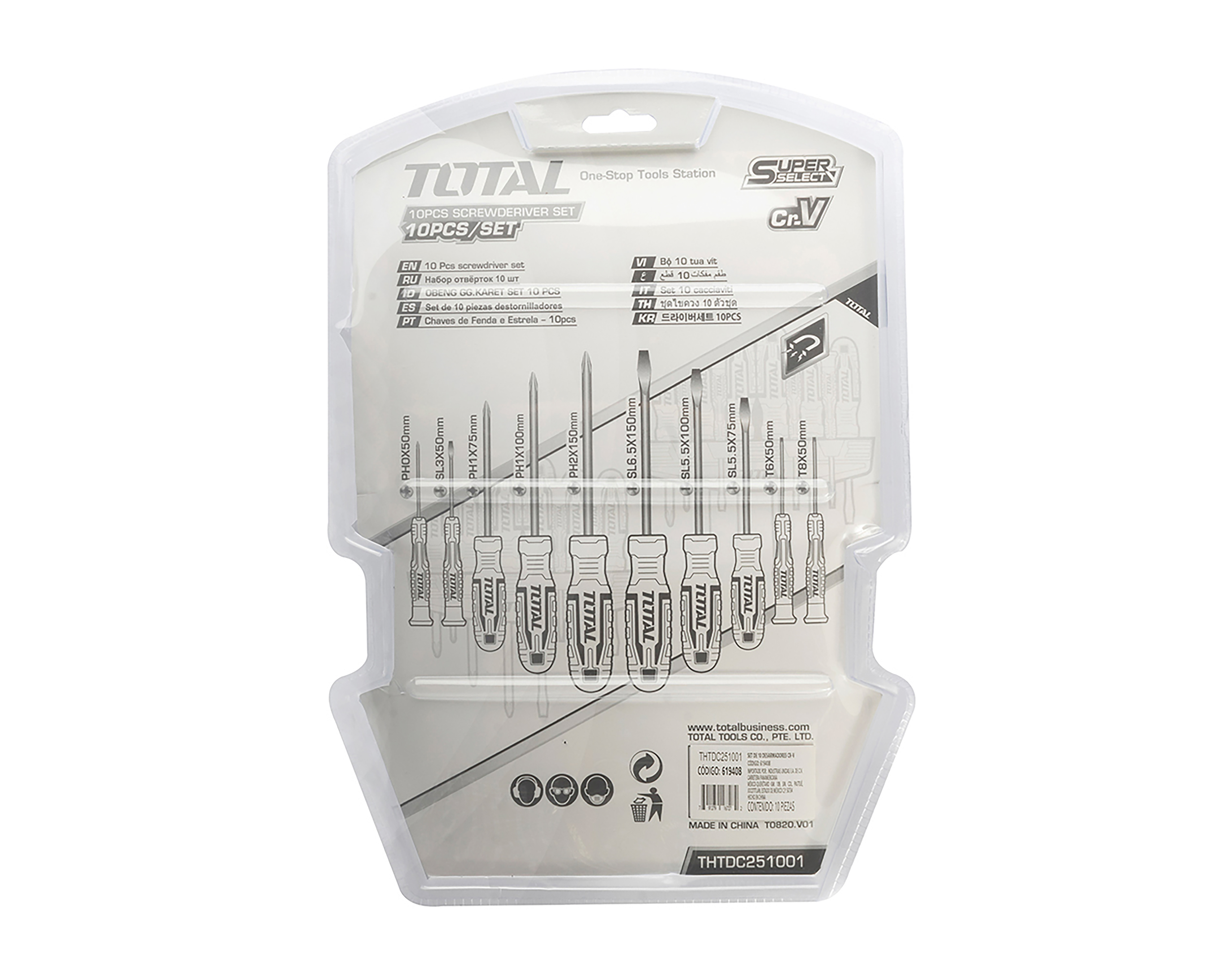 Foto 2 | Foto 2 | Juego de Desarmadores Total 619408 10 Piezas