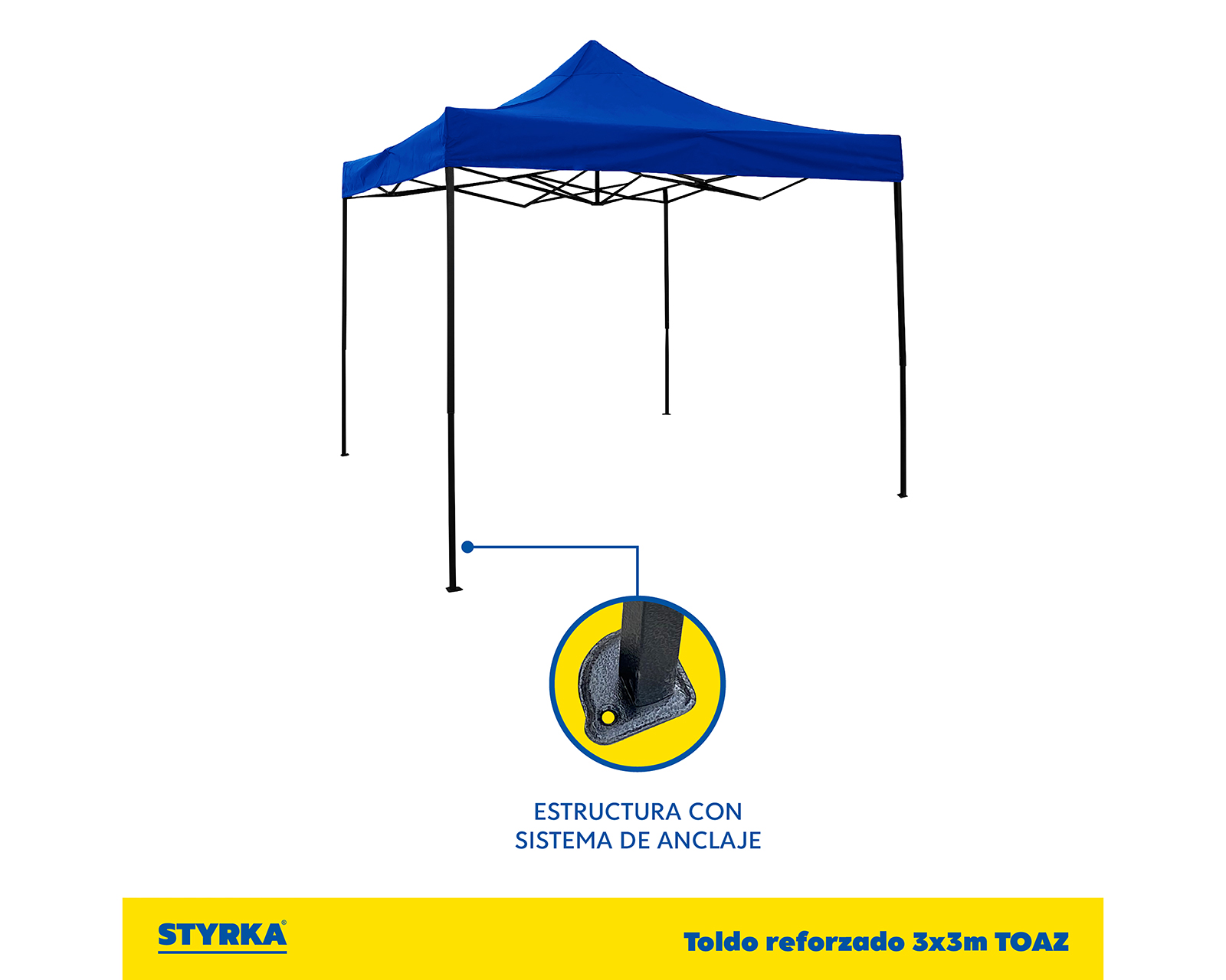 Foto 3 pulgar | Foto 2 | Toldo Styrka Altura Ajustable Azul 3 x 3 m