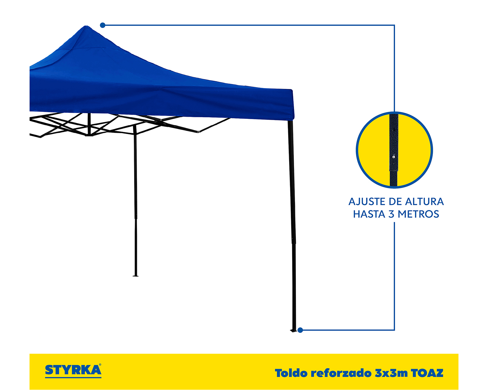 Foto 4 pulgar | Foto 3 | Toldo Styrka Altura Ajustable Azul 3 x 3 m