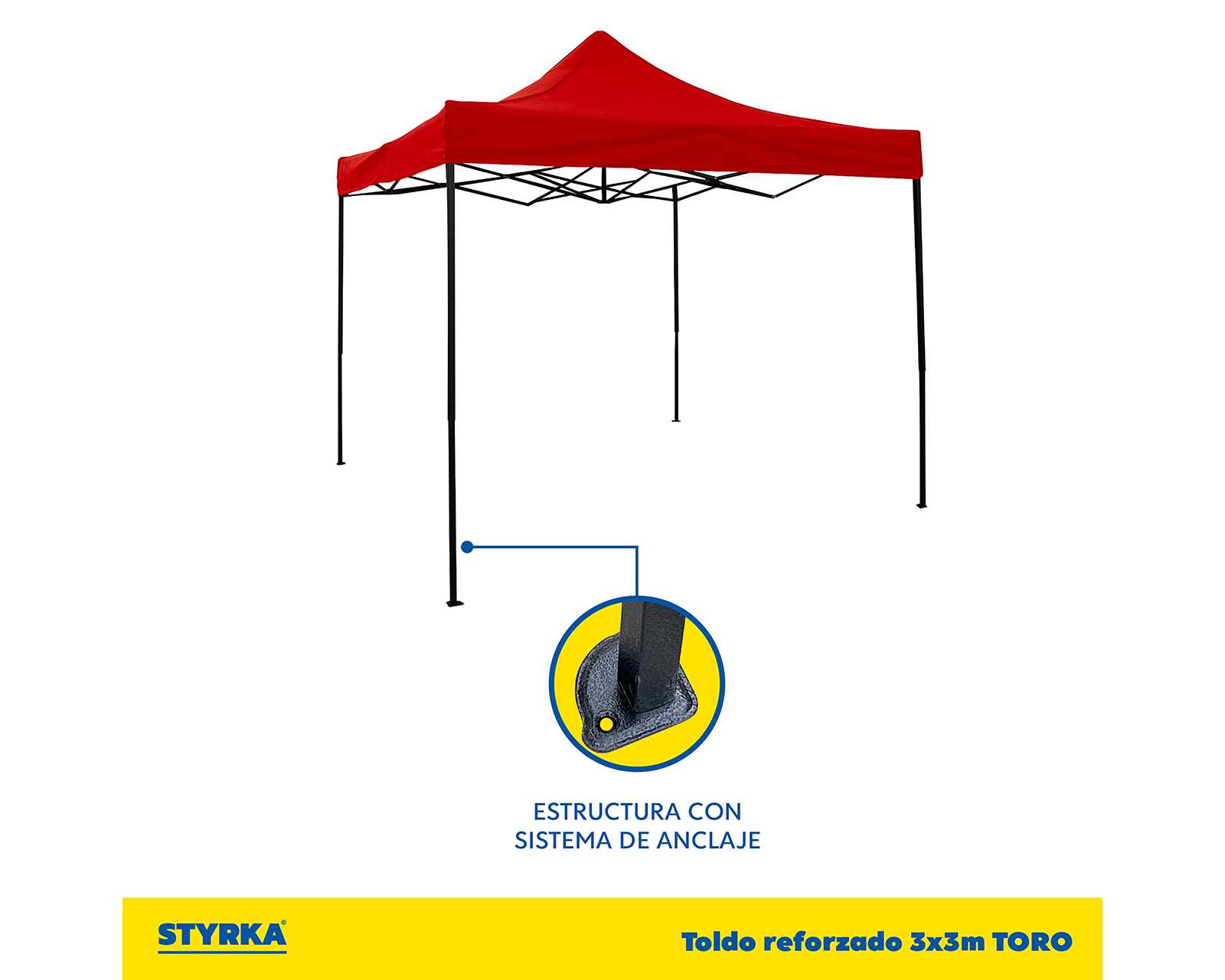 Foto 3 pulgar | Foto 2 | Toldo Styrka Altura Ajustable Rojo 3 x 3 m