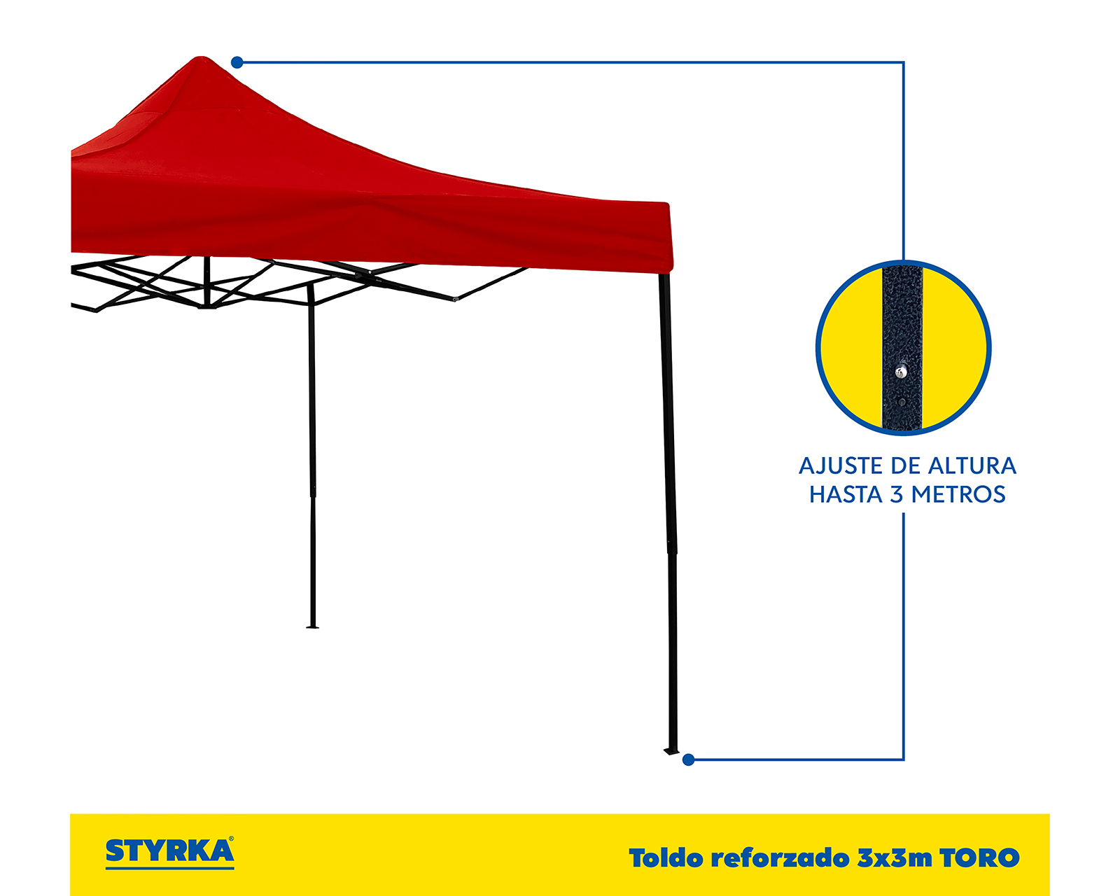 Foto 4 pulgar | Foto 3 | Toldo Styrka Altura Ajustable Rojo 3 x 3 m