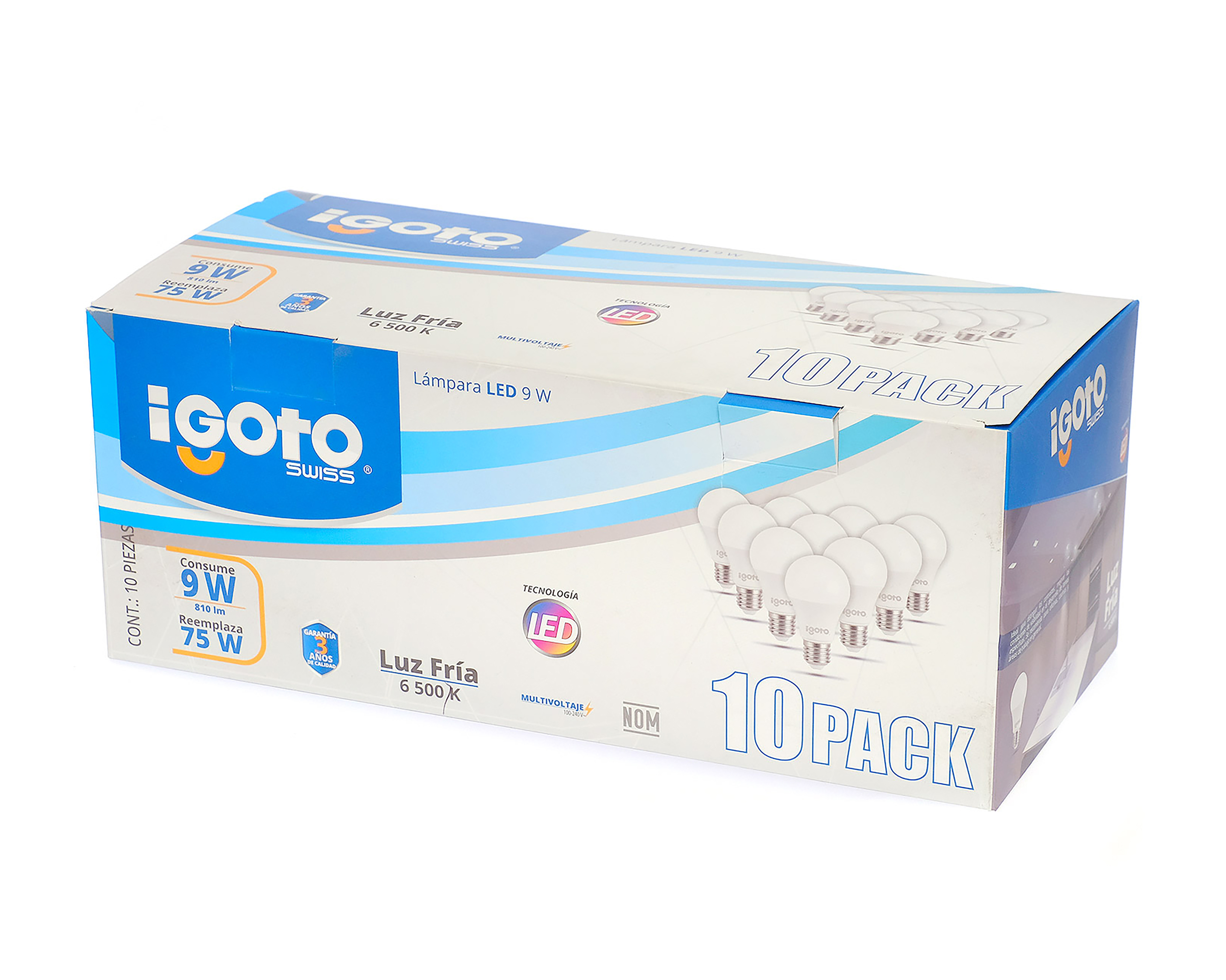 Foto 2 pulgar | Foto 1 | Foco Led Igoto Bulbo 9 W Luz Fría 10 Piezas