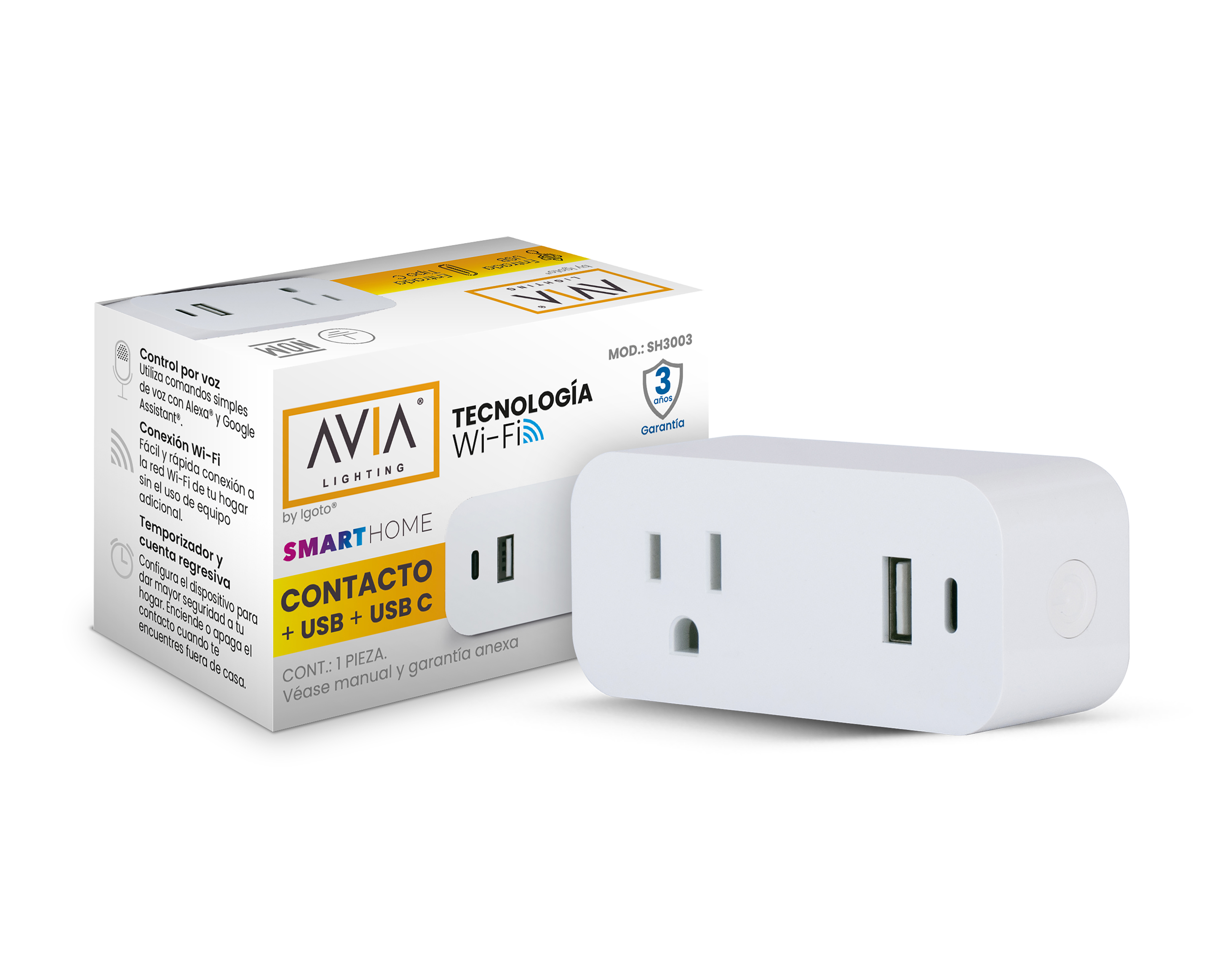Foto 1 | Foto 1 | Contacto Inteligente Igoto Avia Lighting SH3003 compatible con Alexa y Google Assistant