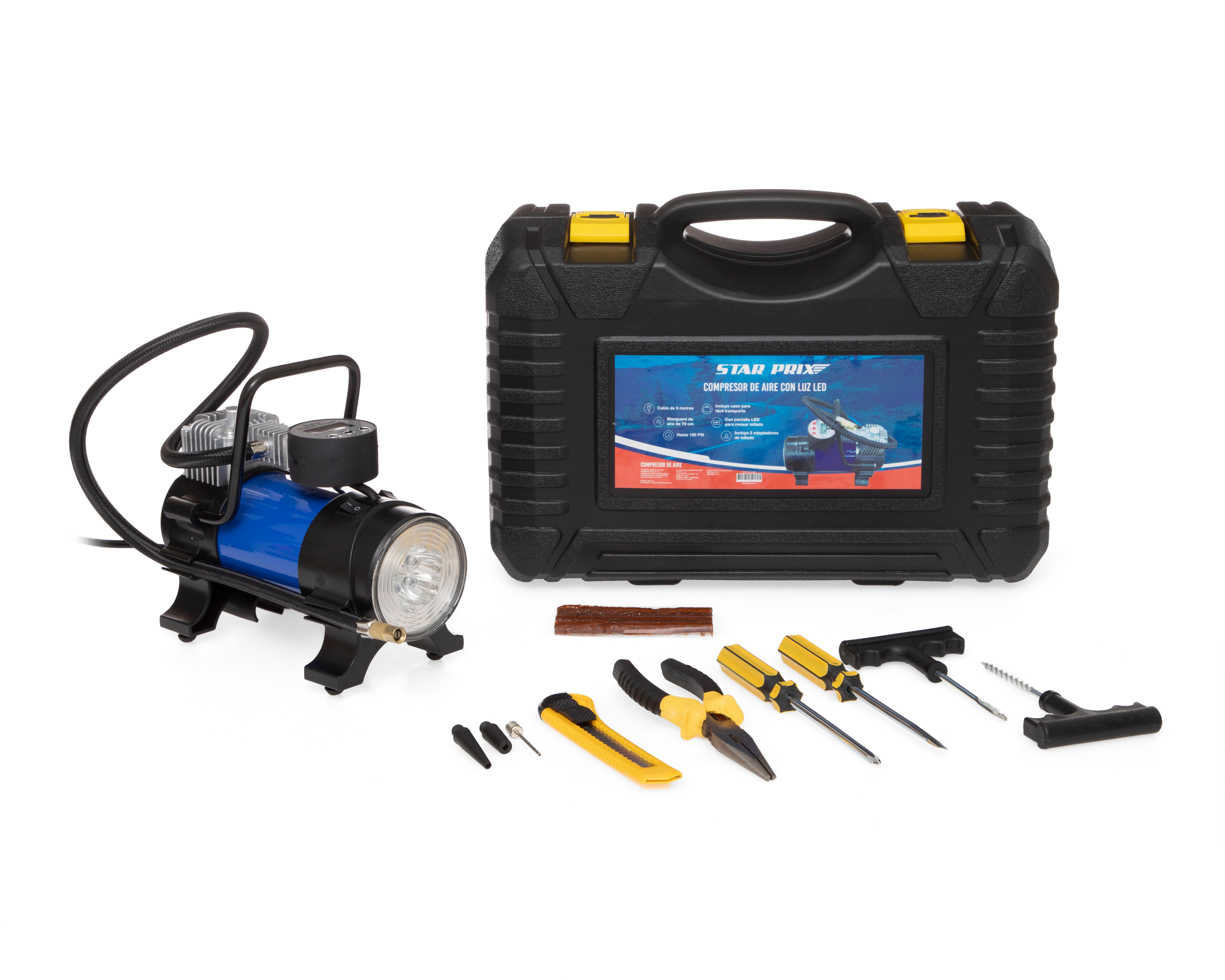 Compresor de Aire Starprix con Herramientas 150 psi 12 V