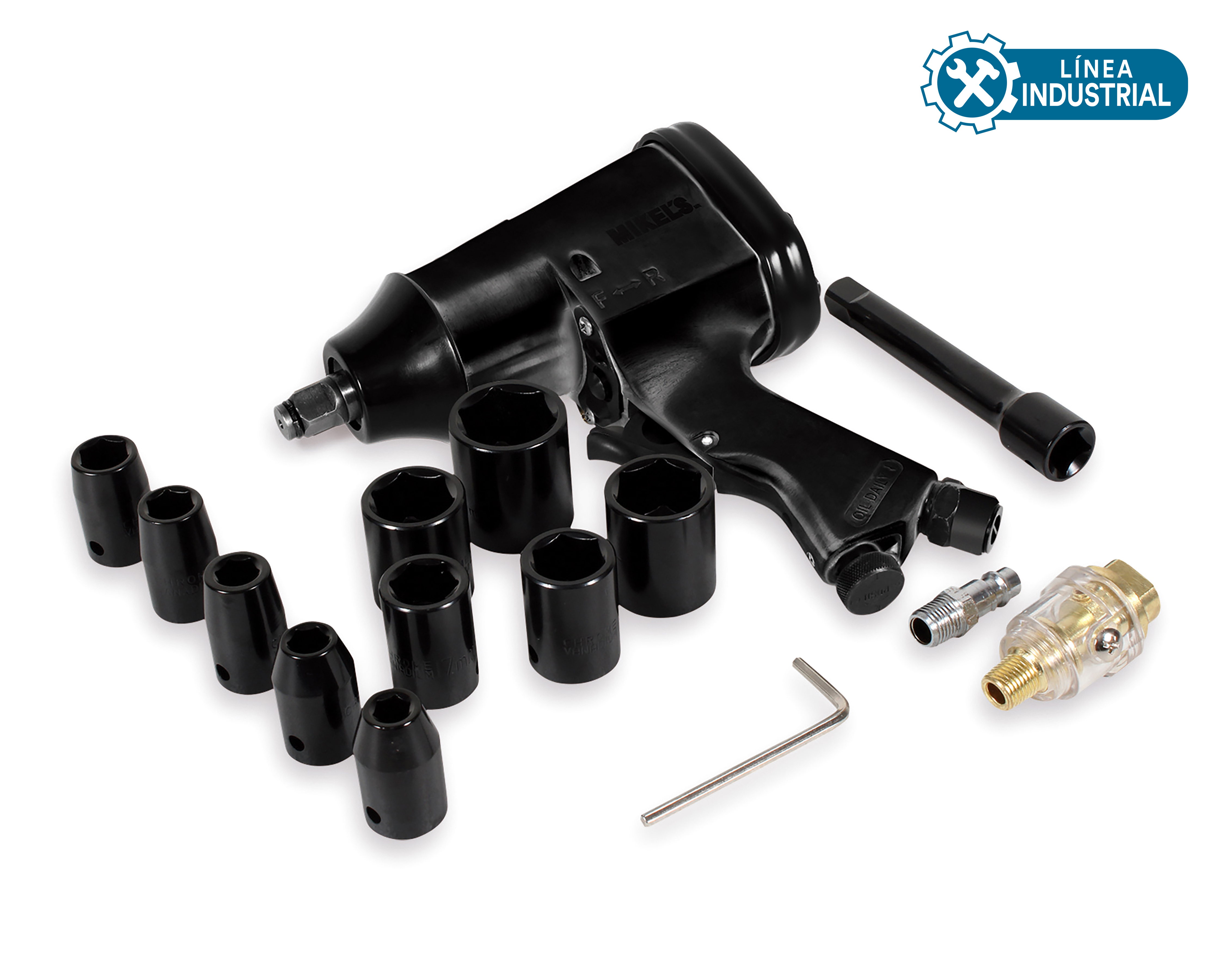 Foto 2 pulgar | Foto 1 | Pistola de Impacto Neumática Mikels Pink-1-2 con Accesorios