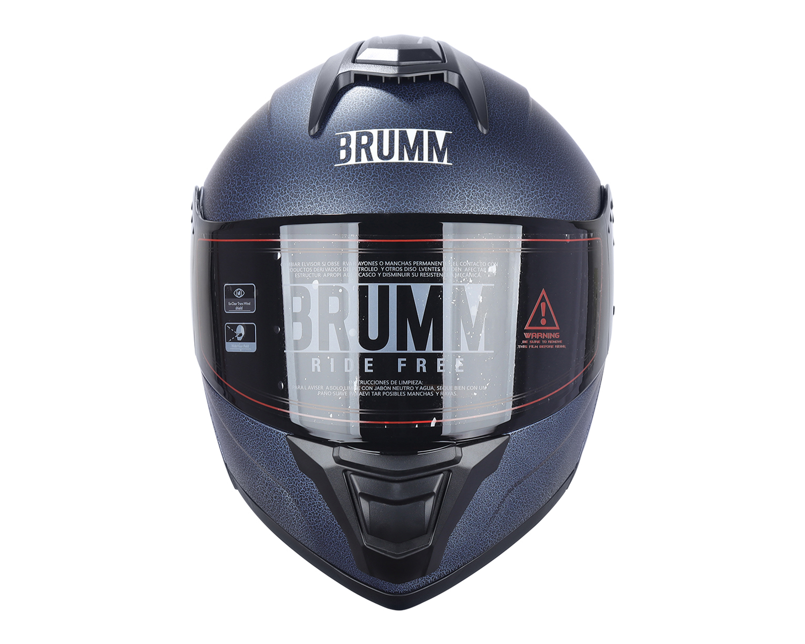 Foto 7 pulgar | Foto 6 | Casco para Motociclista Brumm Mediano Azul con Luz Led