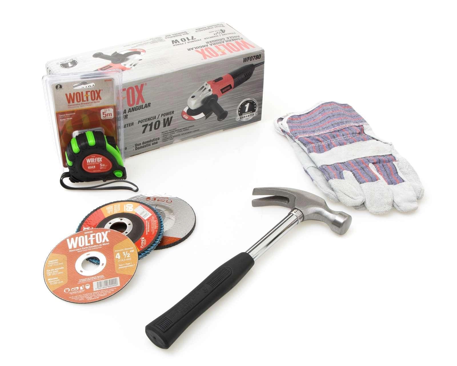 Esmeriladora Wolfox Herrero con 6 Piezas 710 W