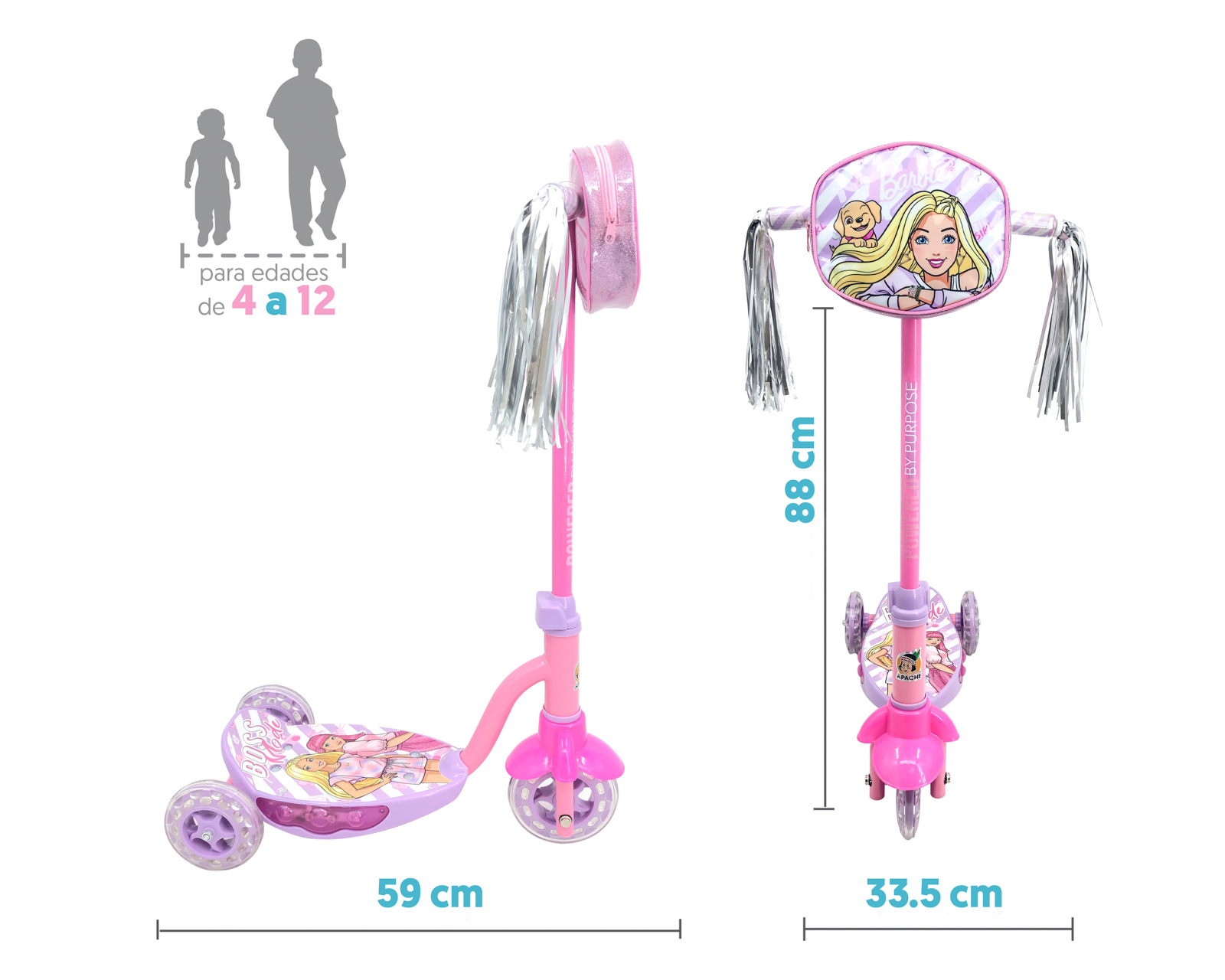 Foto 4 pulgar | Foto 3 | Scooter para Niña Apache Barbie con Luces