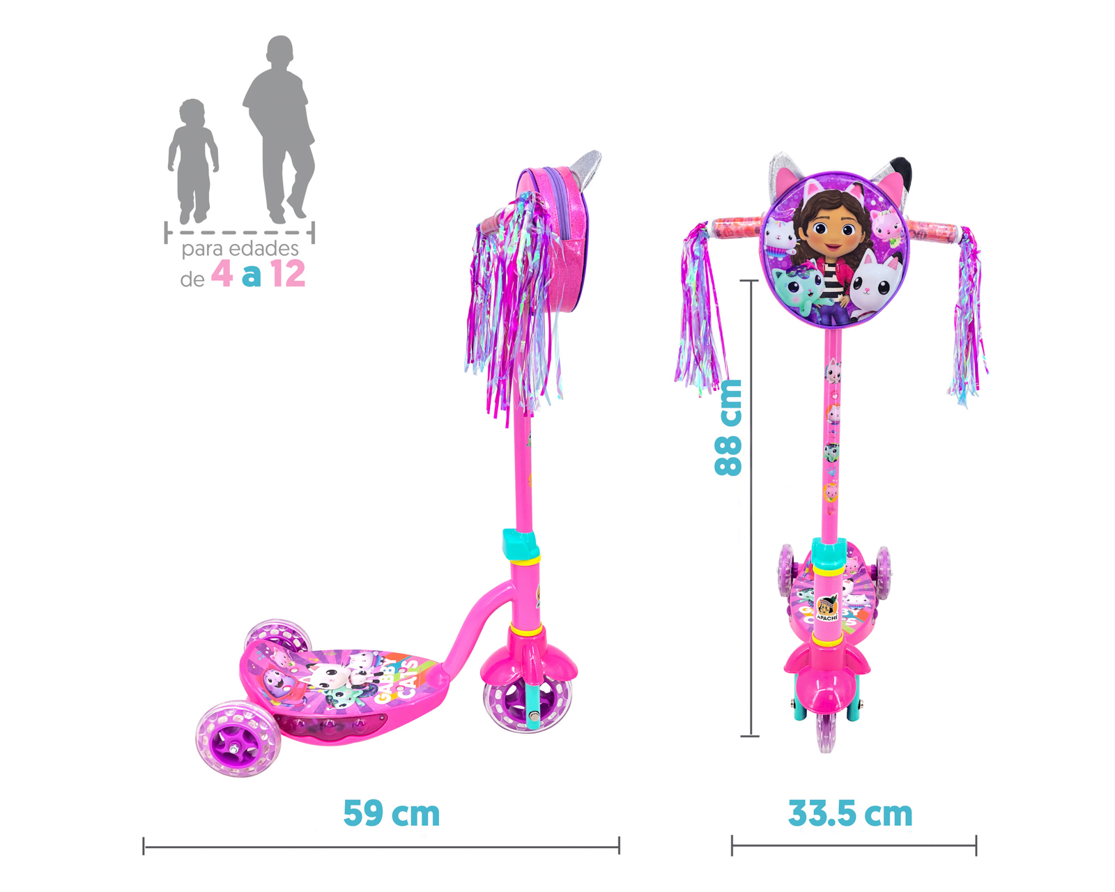 Foto 4 pulgar | Foto 3 | Scooter para Niña Apache Gabby's Dollhouse con Luces