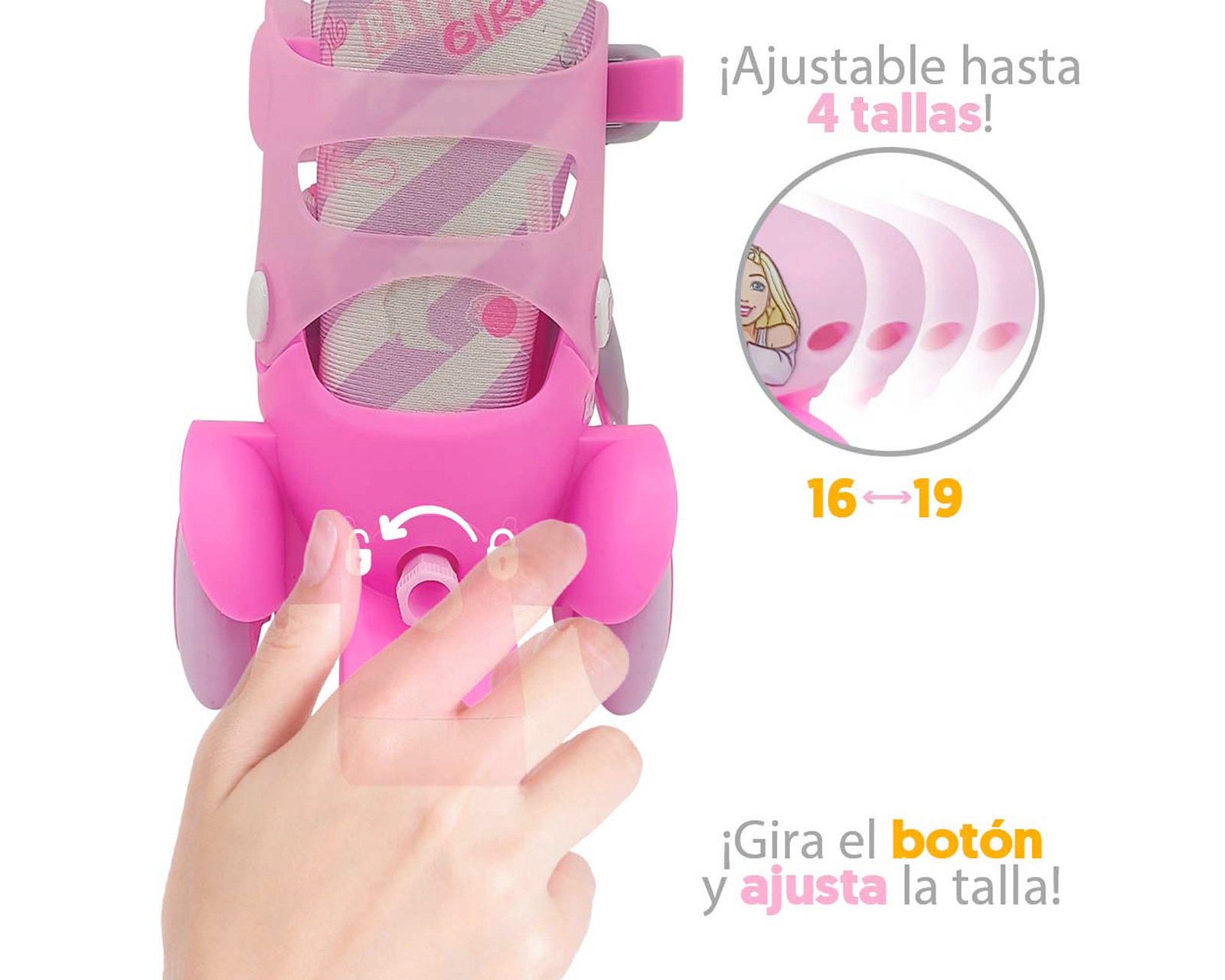 Foto 5 pulgar | Foto 4 | Patines para Niña de 4 Ruedas Apache Barbie Ajustable