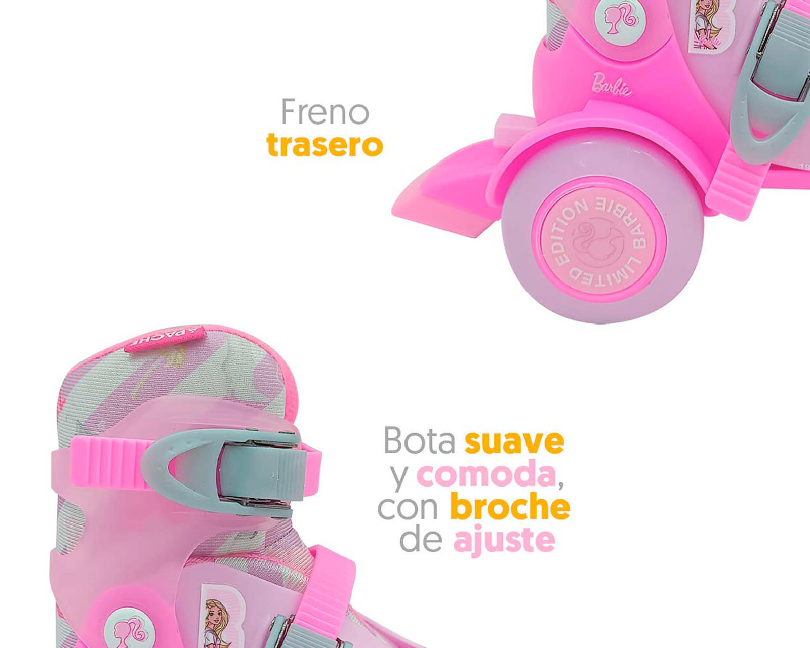 Foto 6 pulgar | Foto 5 | Patines para Niña de 4 Ruedas Apache Barbie Ajustable
