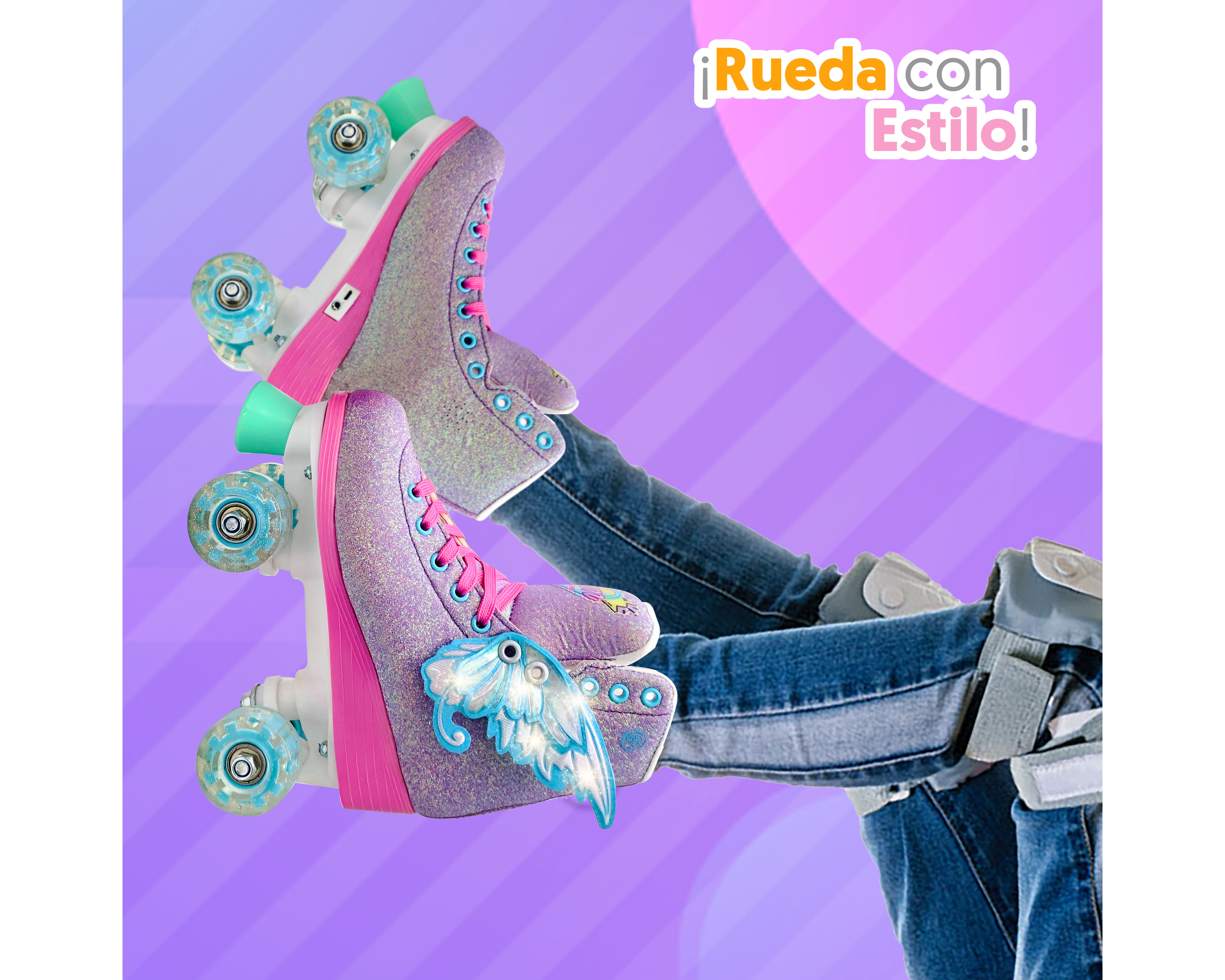 Foto 4 pulgar | Foto 3 | Patines para Niña de 4 Ruedas Apache Glam By con Luces