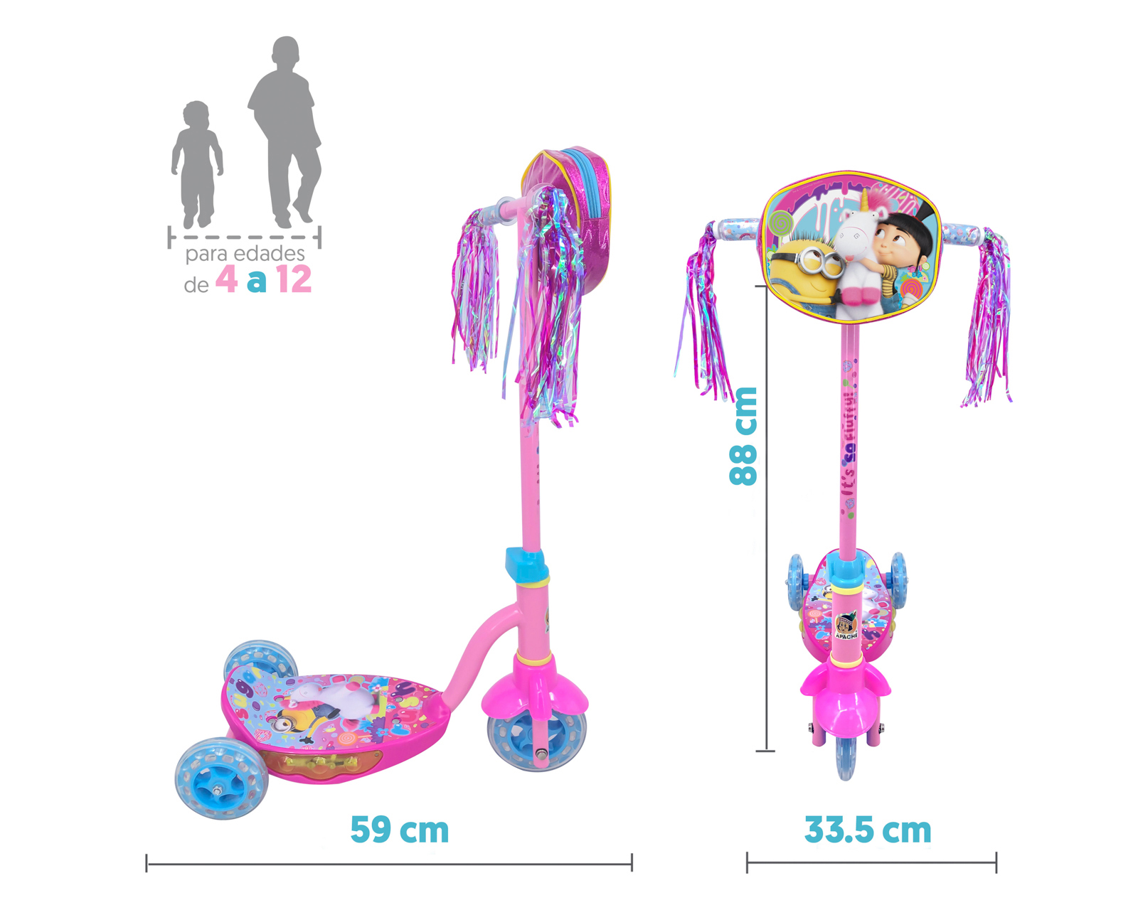 Foto 4 pulgar | Foto 3 | Scooter para Niña Apache Mi Villano Favorito con Luces