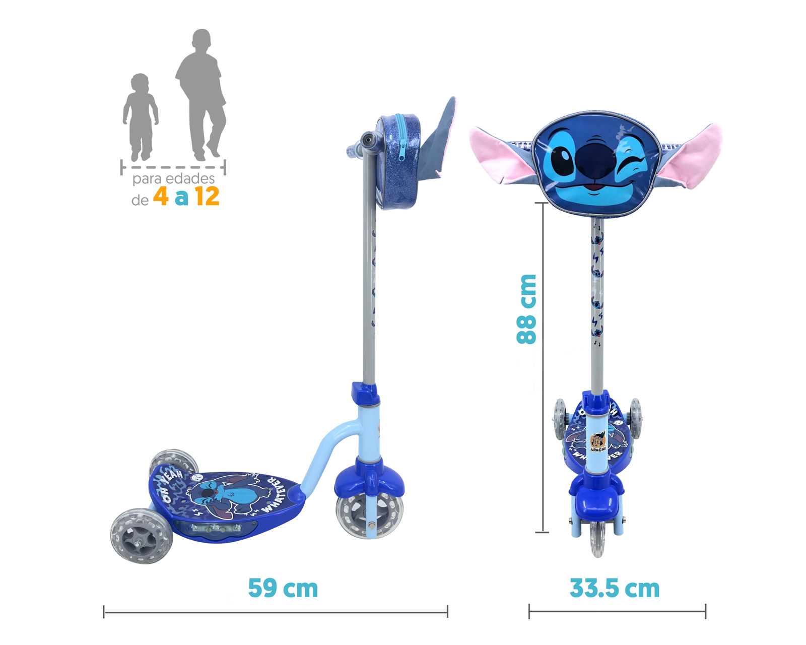 Foto 4 pulgar | Foto 3 | Scooter para Niño Apache Stitch con Luces