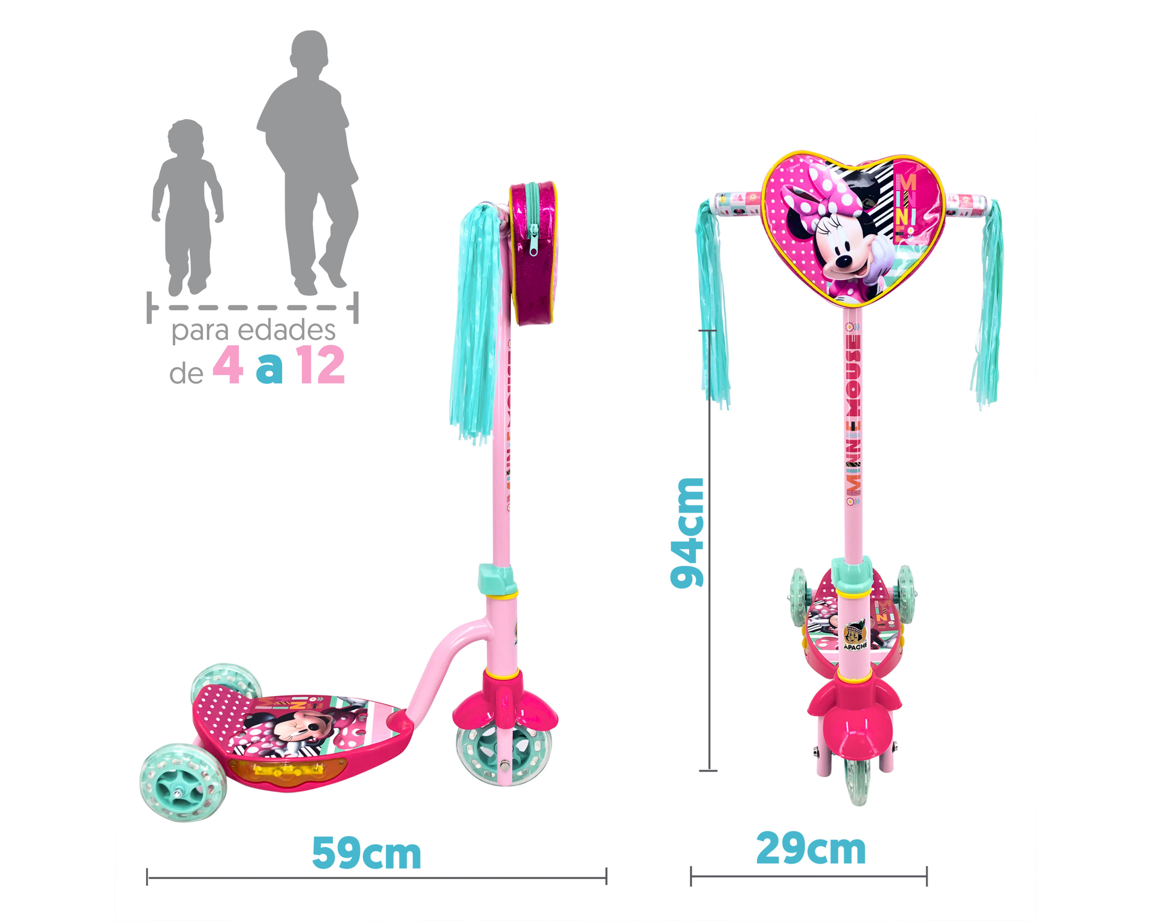 Foto 4 pulgar | Foto 3 | Scooter para Niña Apache Minnie Mouse con Luces
