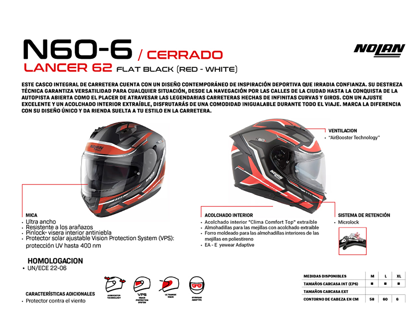 Foto 5 | Foto 5 | Casco para Motociclista Nolan Mediano Negro