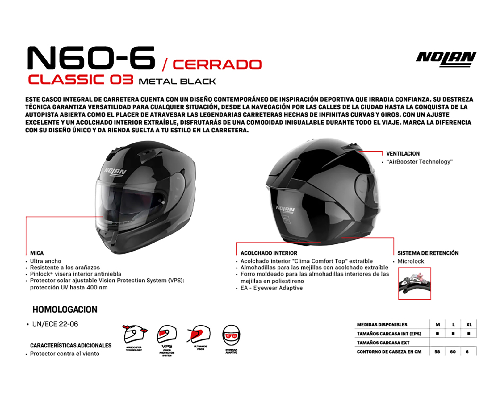 Foto 5 | Foto 5 | Casco para Motociclista Nolan Mediano Negro