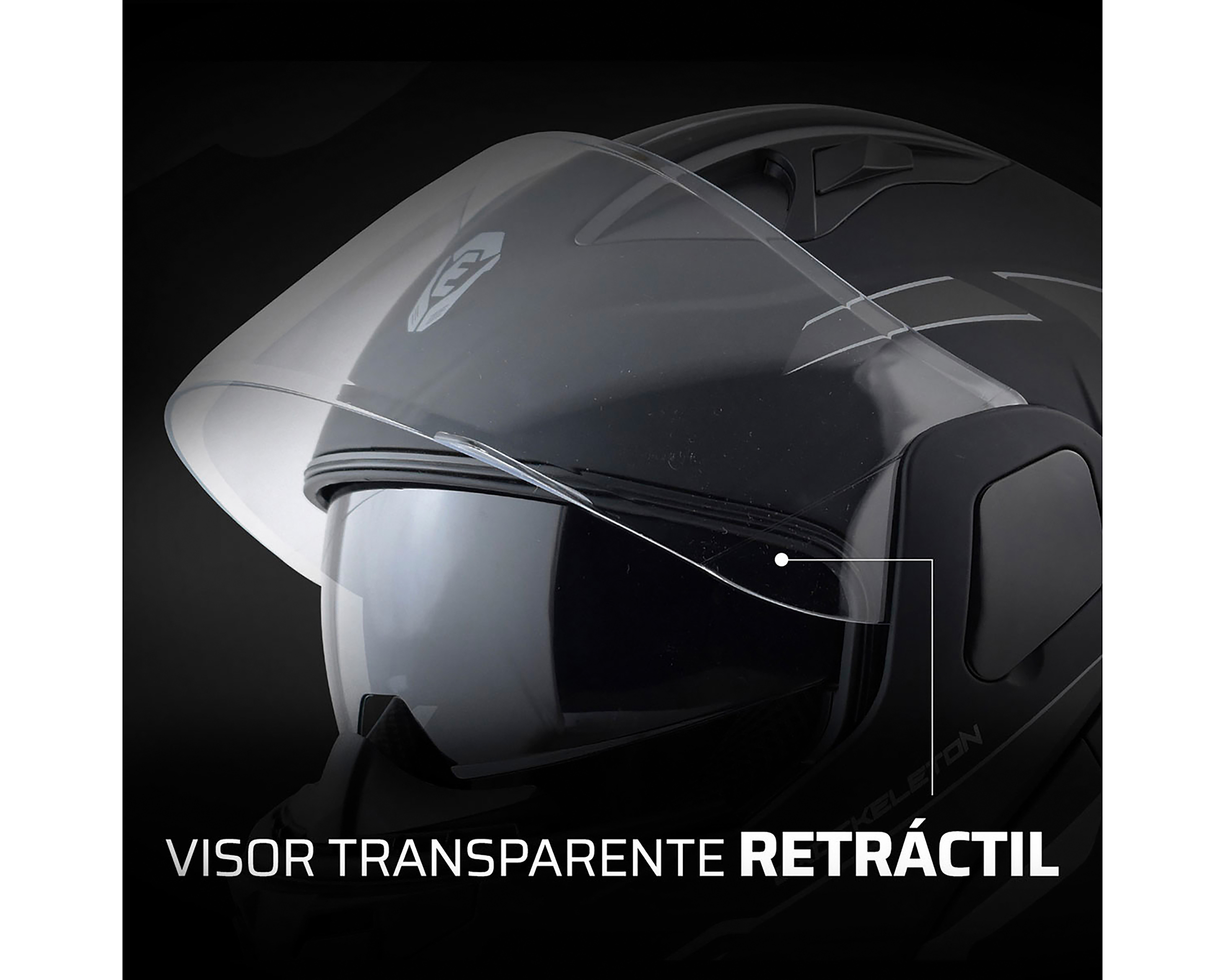 Foto 7 | Foto 7 | Casco para Motociclista Exoskeleton Grande Negro Ajustable