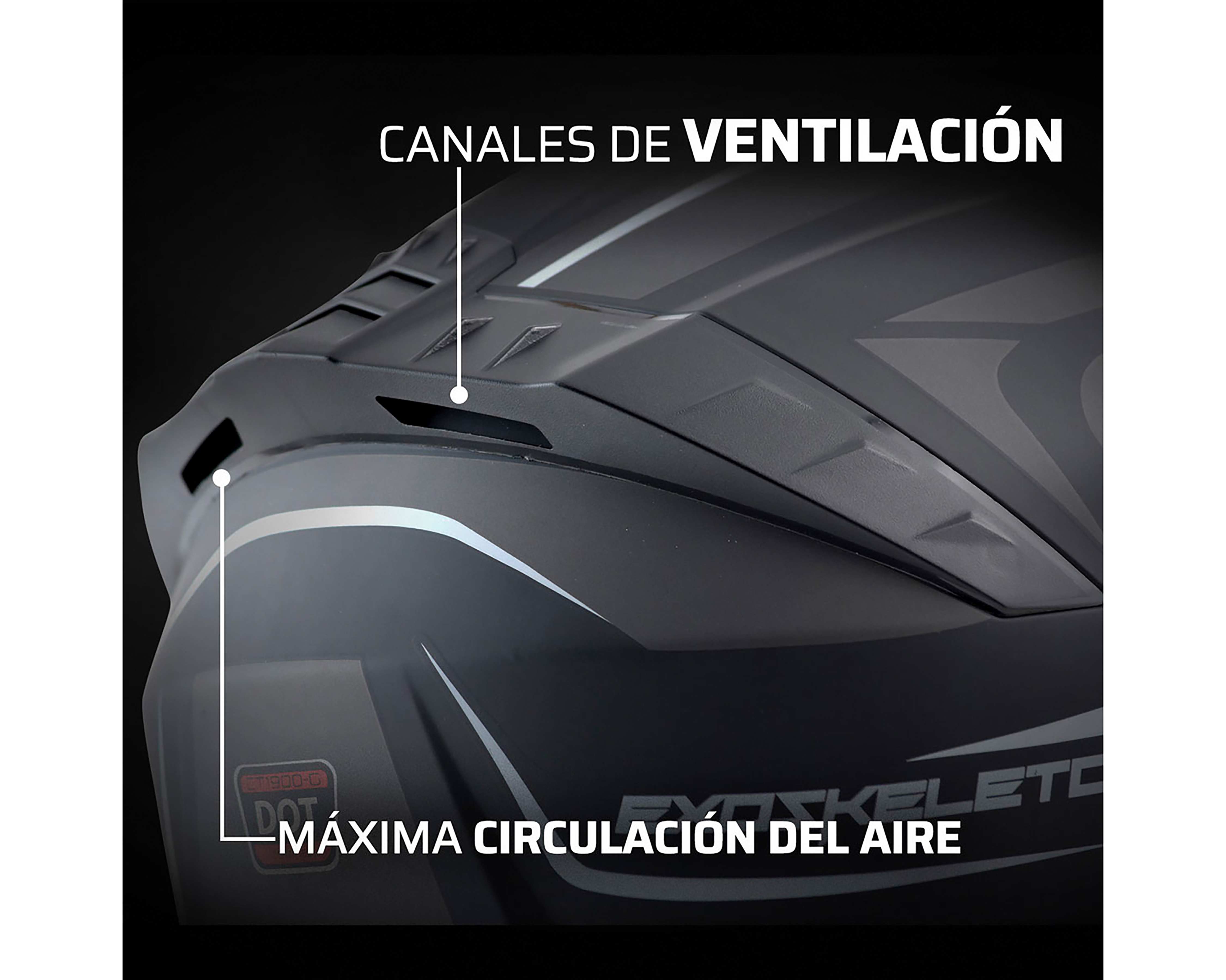 Foto 7 pulgar | Foto 6 | Casco para Motociclista Exoskeleton Extragrande Negro