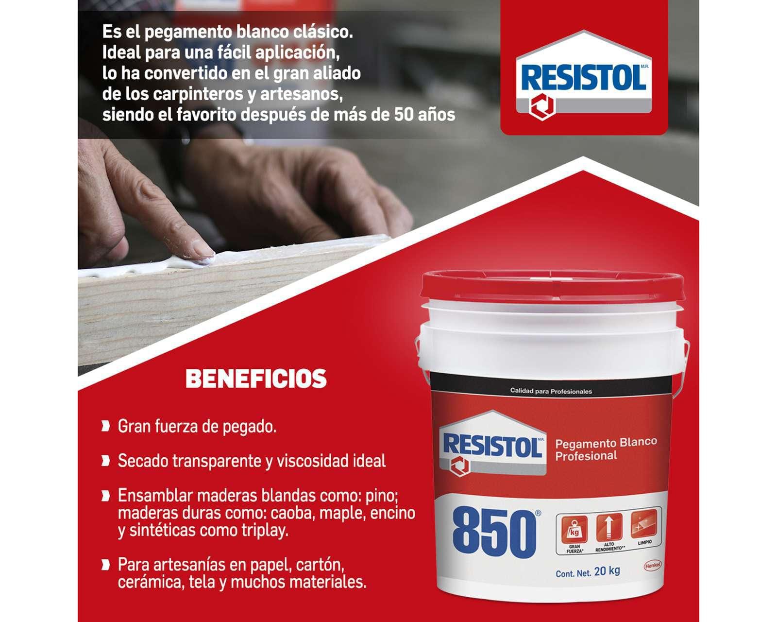 Foto 3 pulgar | Foto 2 | Resistol 850 Pegamento Profesional Blanco 20 kg