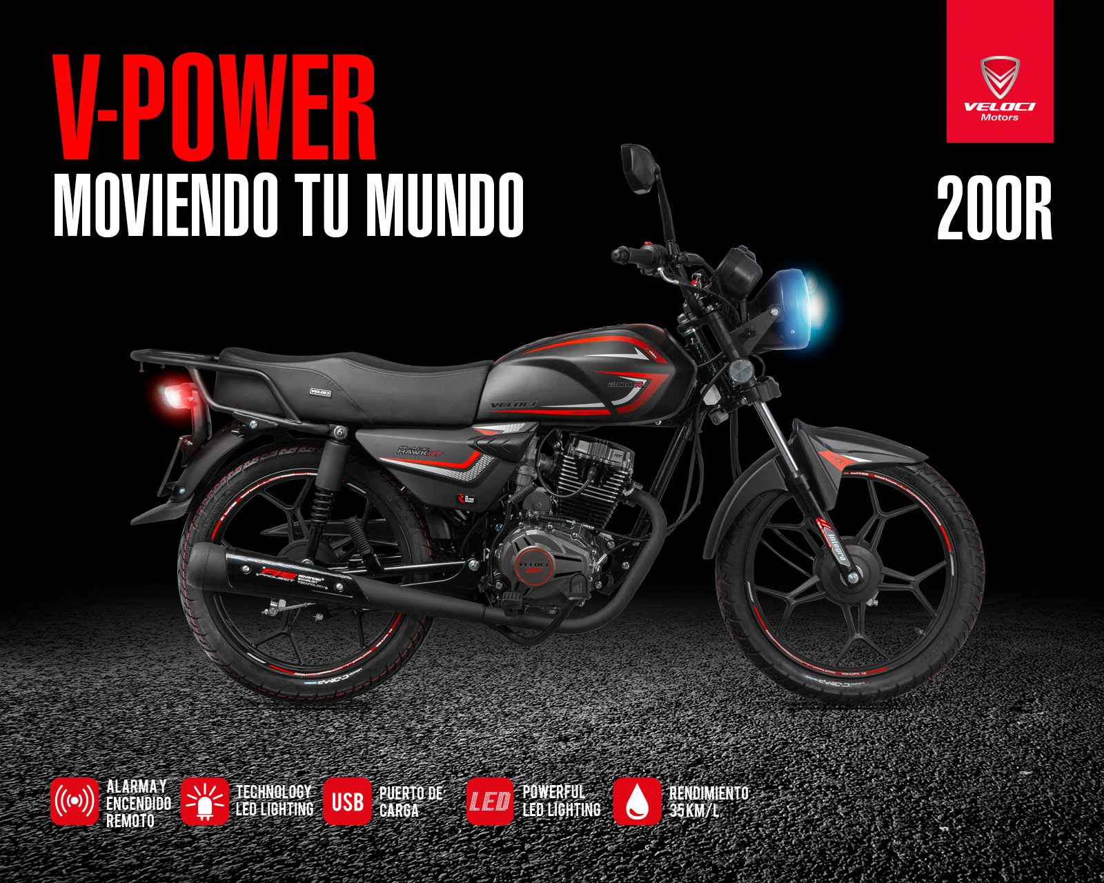 Foto 4 pulgar | Foto 3 | Motocicleta Veloci Blackhawk RT 200 cc 2025