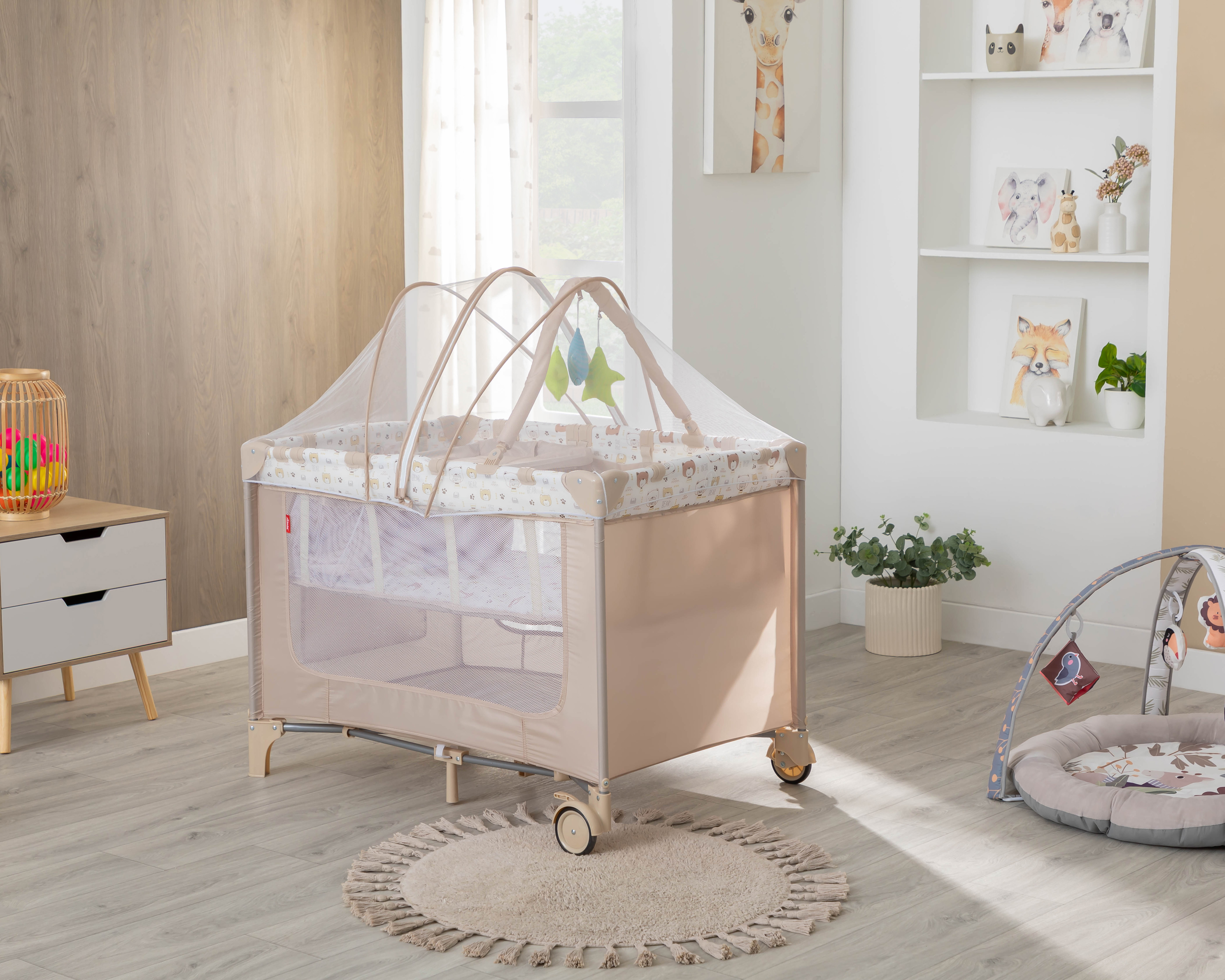 Cuna Viajera D'bebé Butterfly Beige