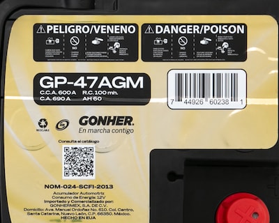 Foto 5 | Foto 5 | Batería para Auto Gonher Prime GP-47 AGM