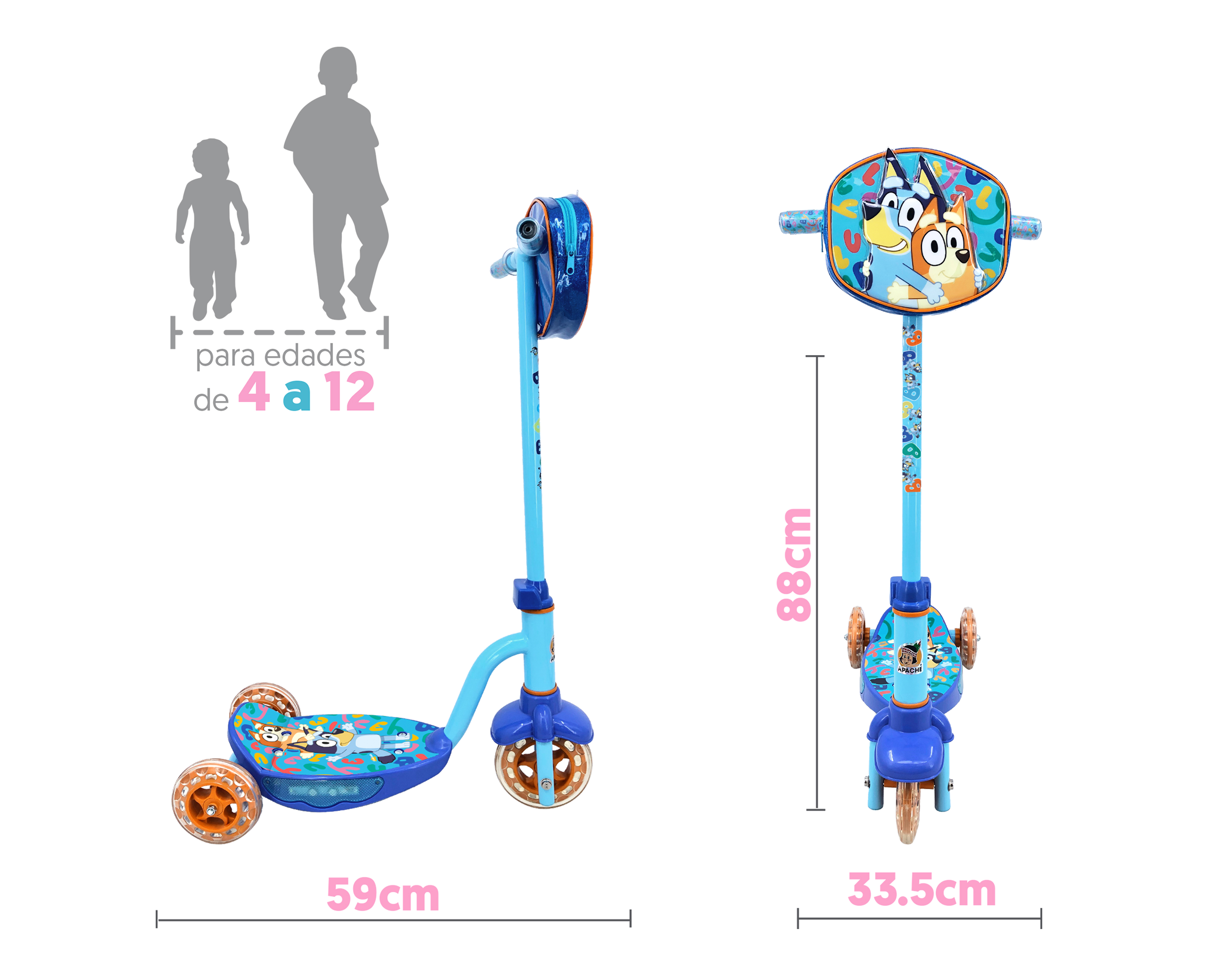 Foto 7 pulgar | Foto 6 | Scooter Infantil Apache Flashing Bluey con Luces