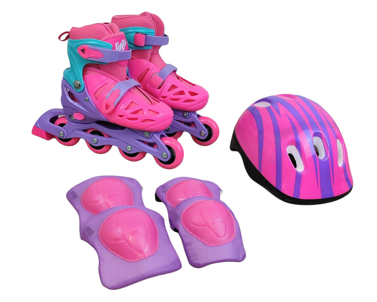 Patines para Niña de 4 Ruedas Funzone con Casco y Rodilleras