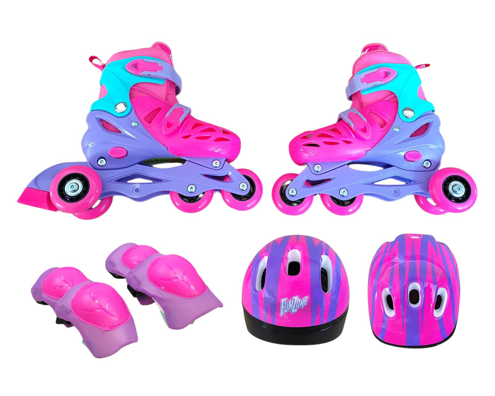 Foto 3 pulgar | Foto 2 | Patines para Niña de 4 Ruedas Funzone con Casco y Rodilleras