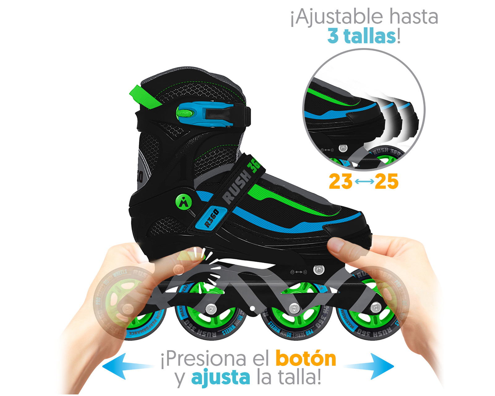Foto 4 pulgar | Foto 3 | Patines de 4 Ruedas Apache Rush 360 Ajustables