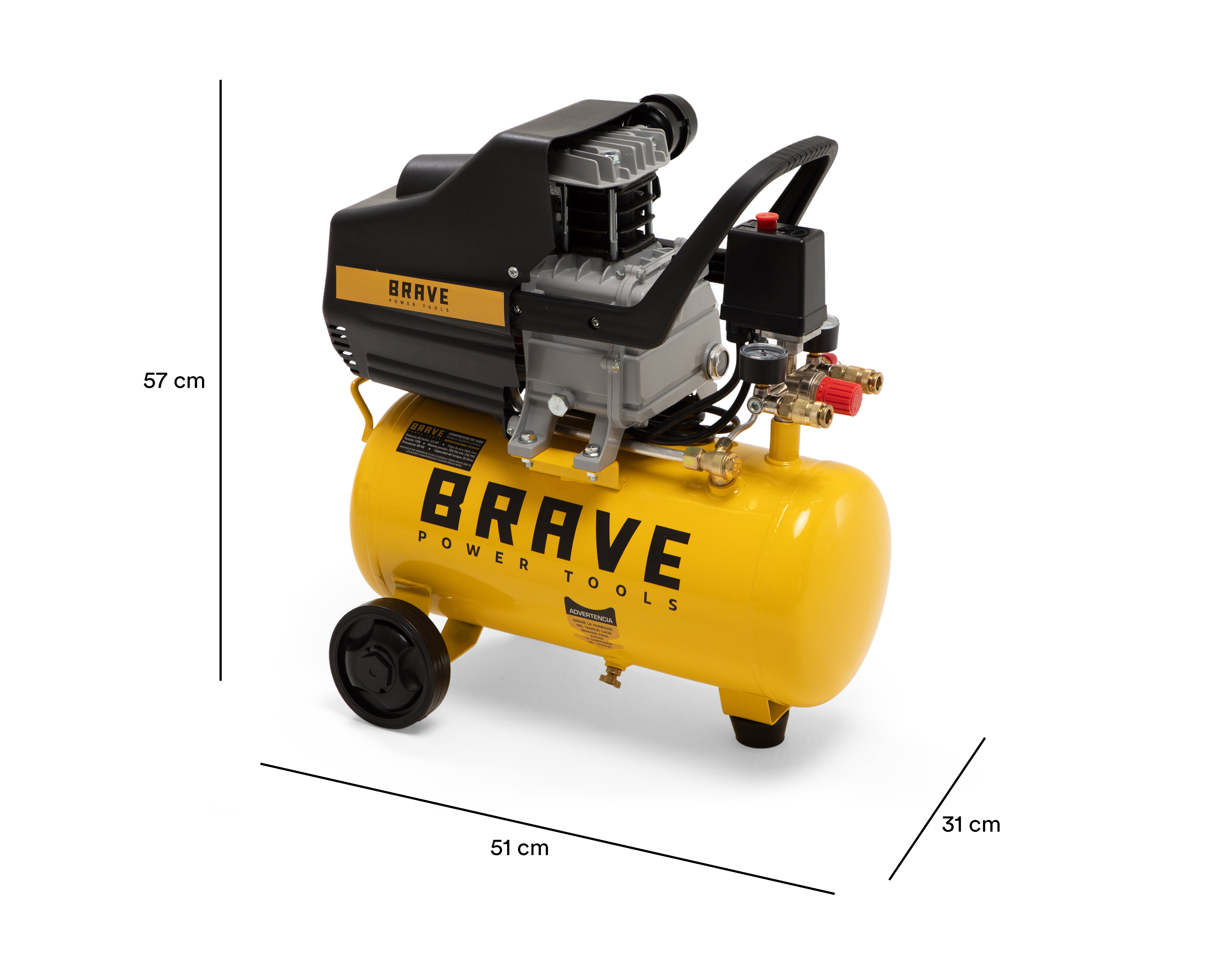 Foto 6 | Foto 6 | Compresor de Aire Brave con Accesorios 116 psi 25 Litros 120 V