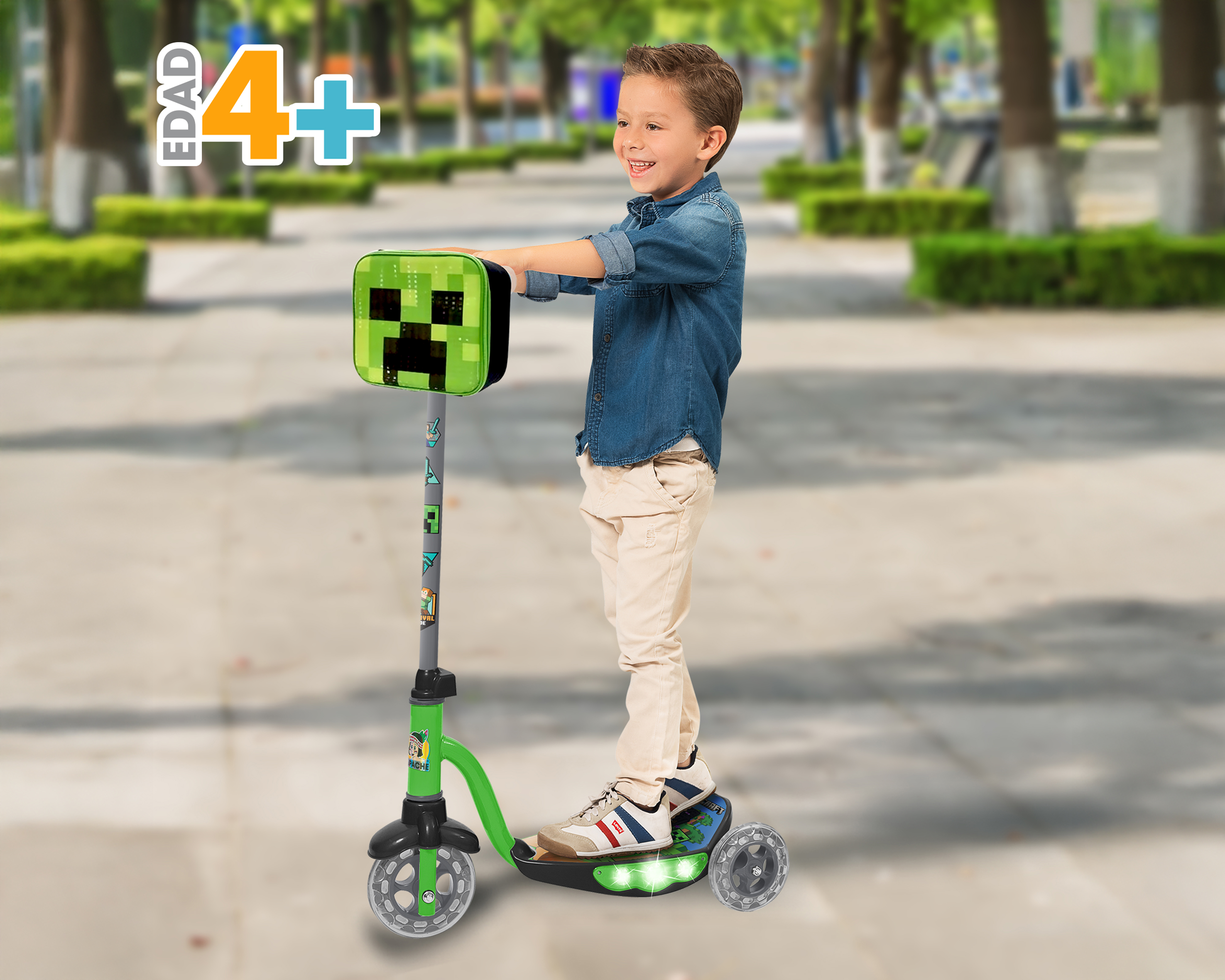 Foto 5 pulgar | Foto 4 | Scooter Infantil Apache Minecraft con Luces