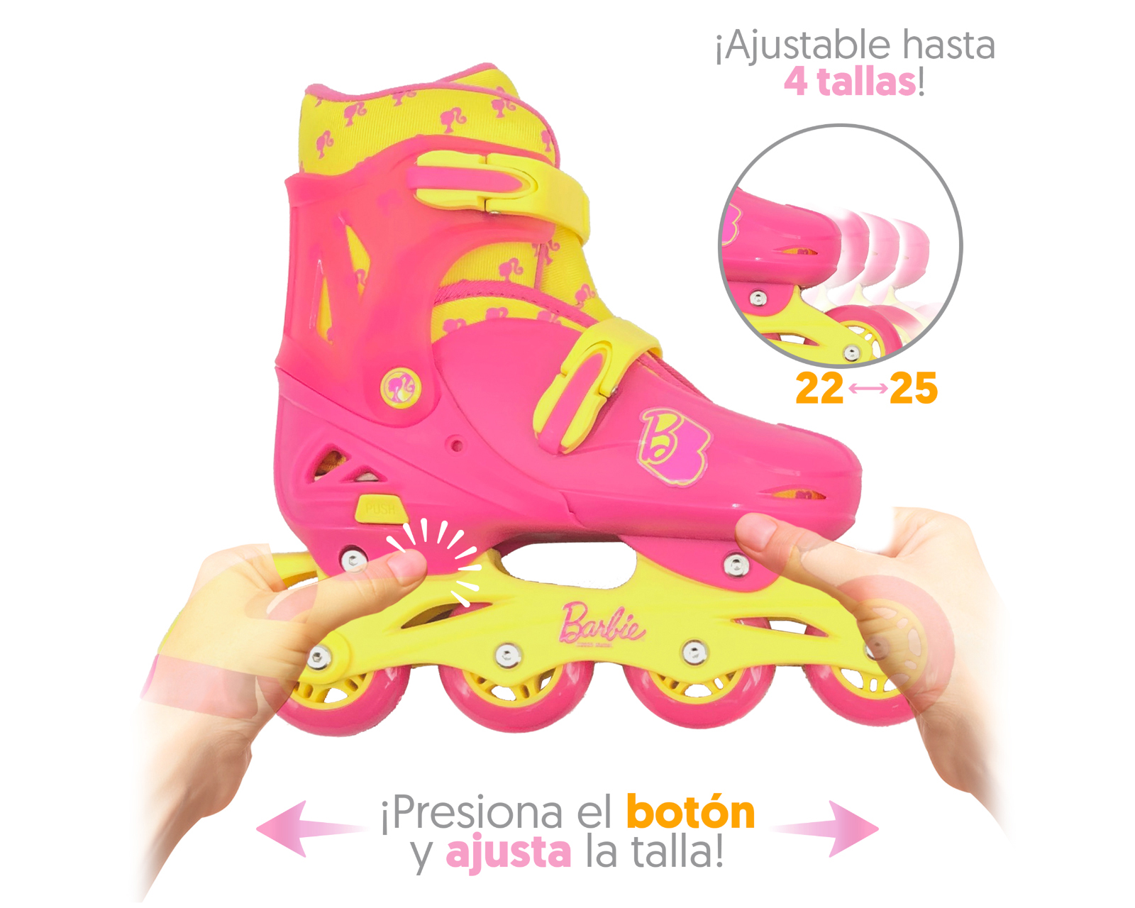 Foto 4 pulgar | Foto 3 | Patines para Niña de 4 Ruedas Apache Barbie Ajustables